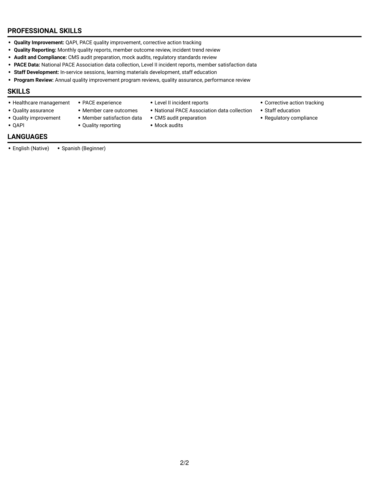 Resume example — page 2
