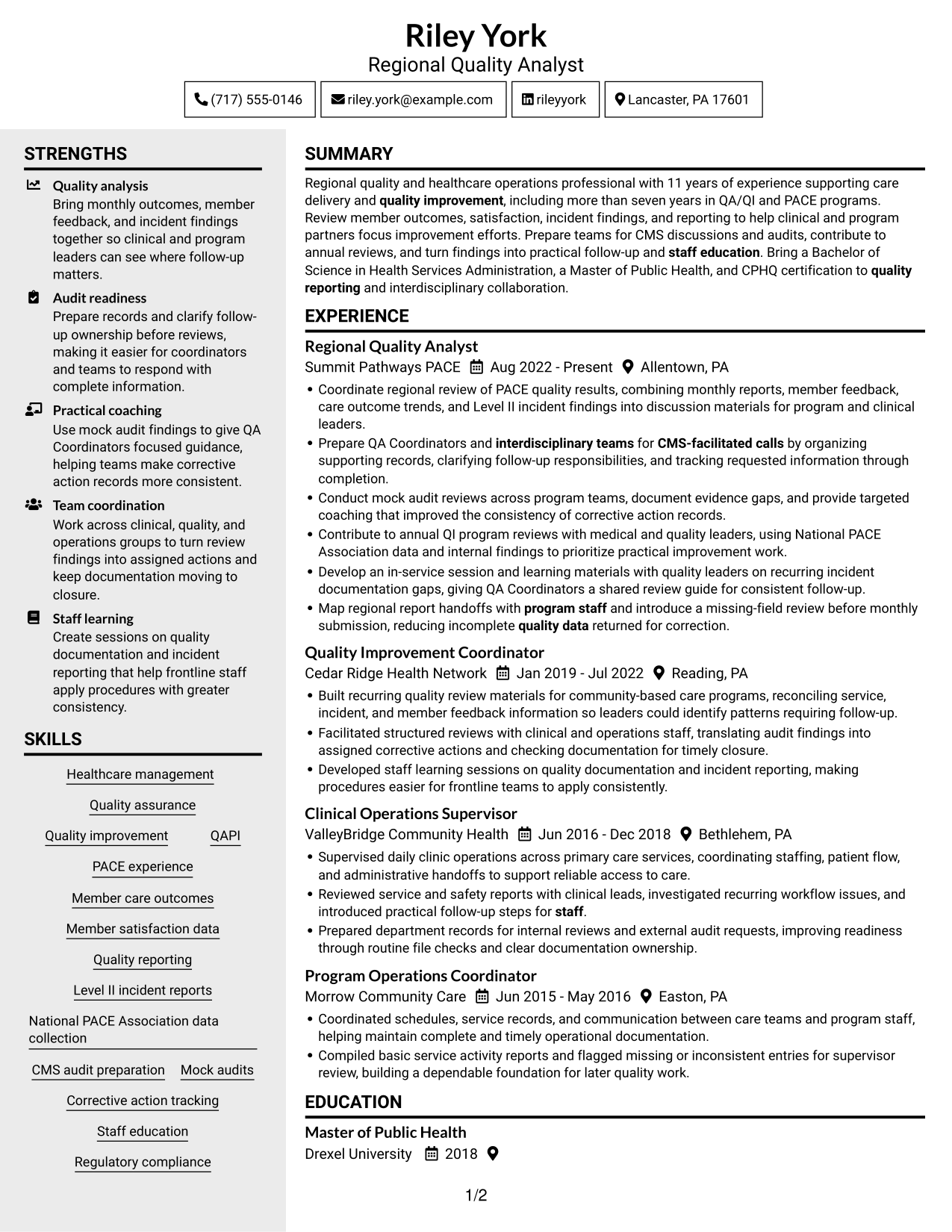 Resume example — page 1