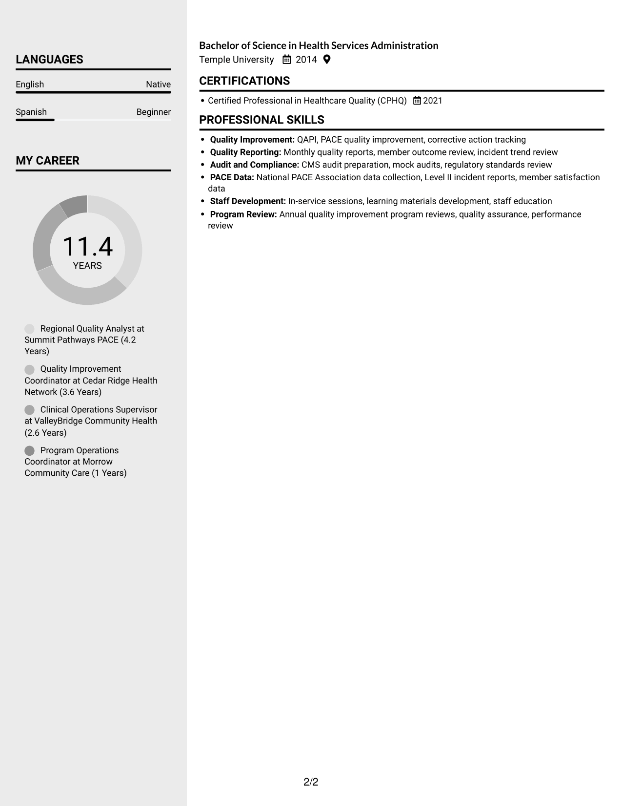 Resume example — page 2