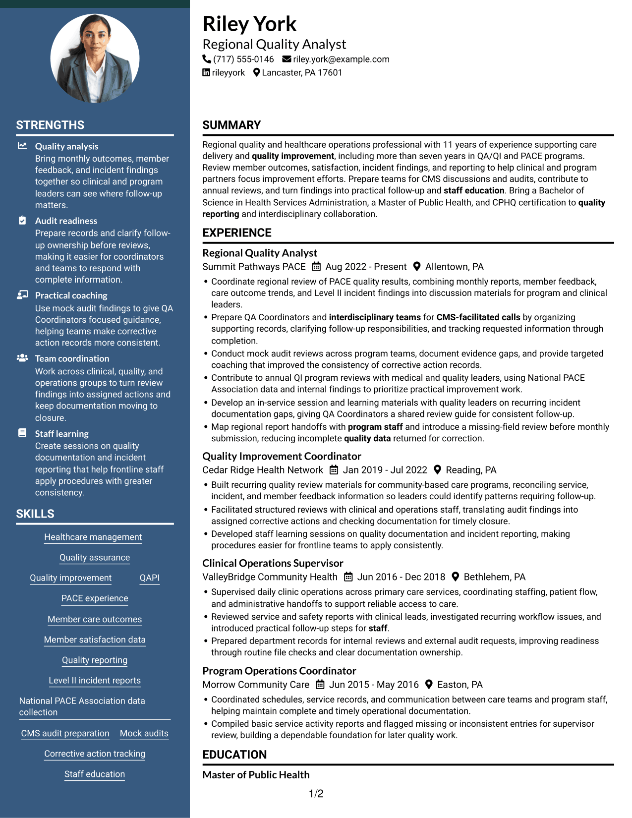 Resume example — page 1