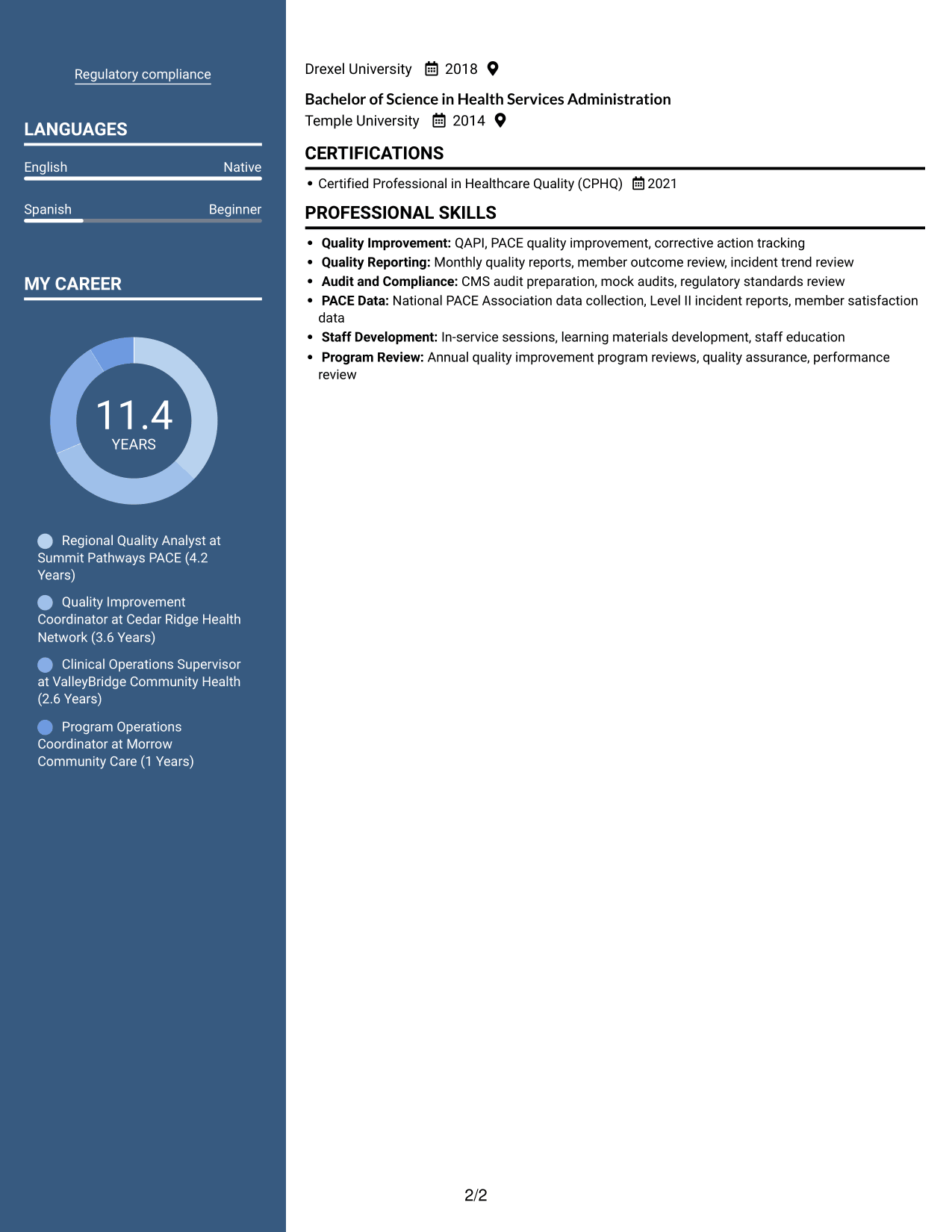Resume example — page 2