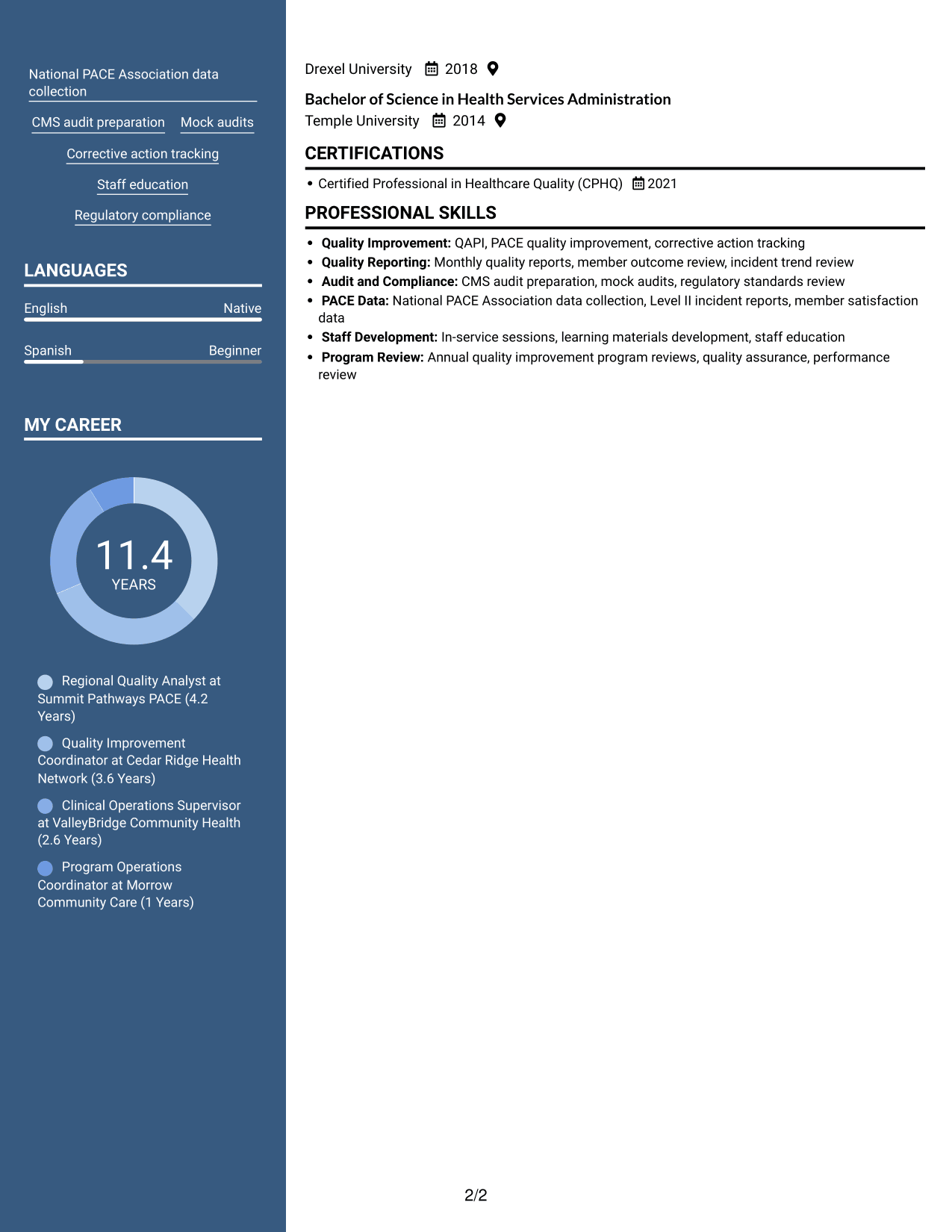 Resume example — page 2