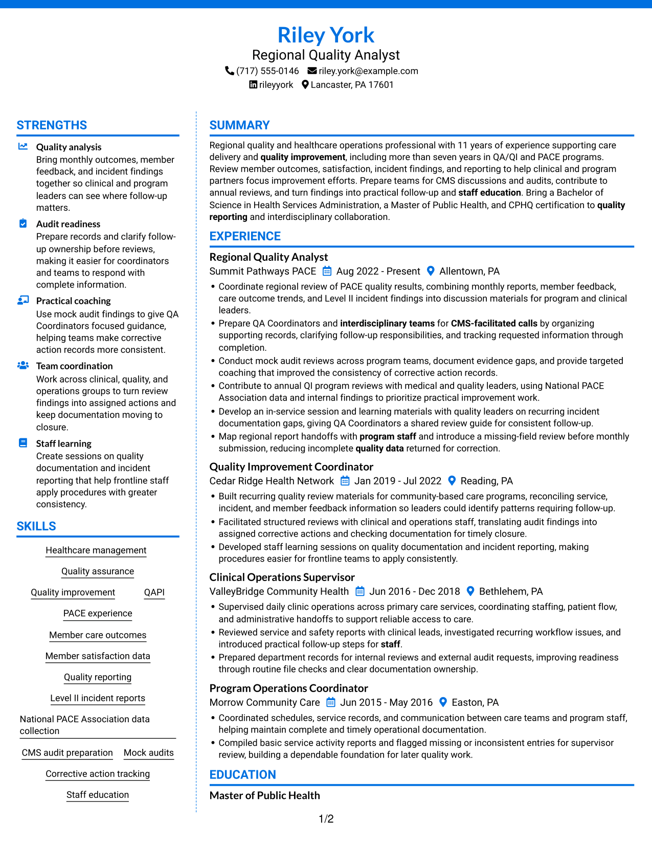 Resume example — page 1