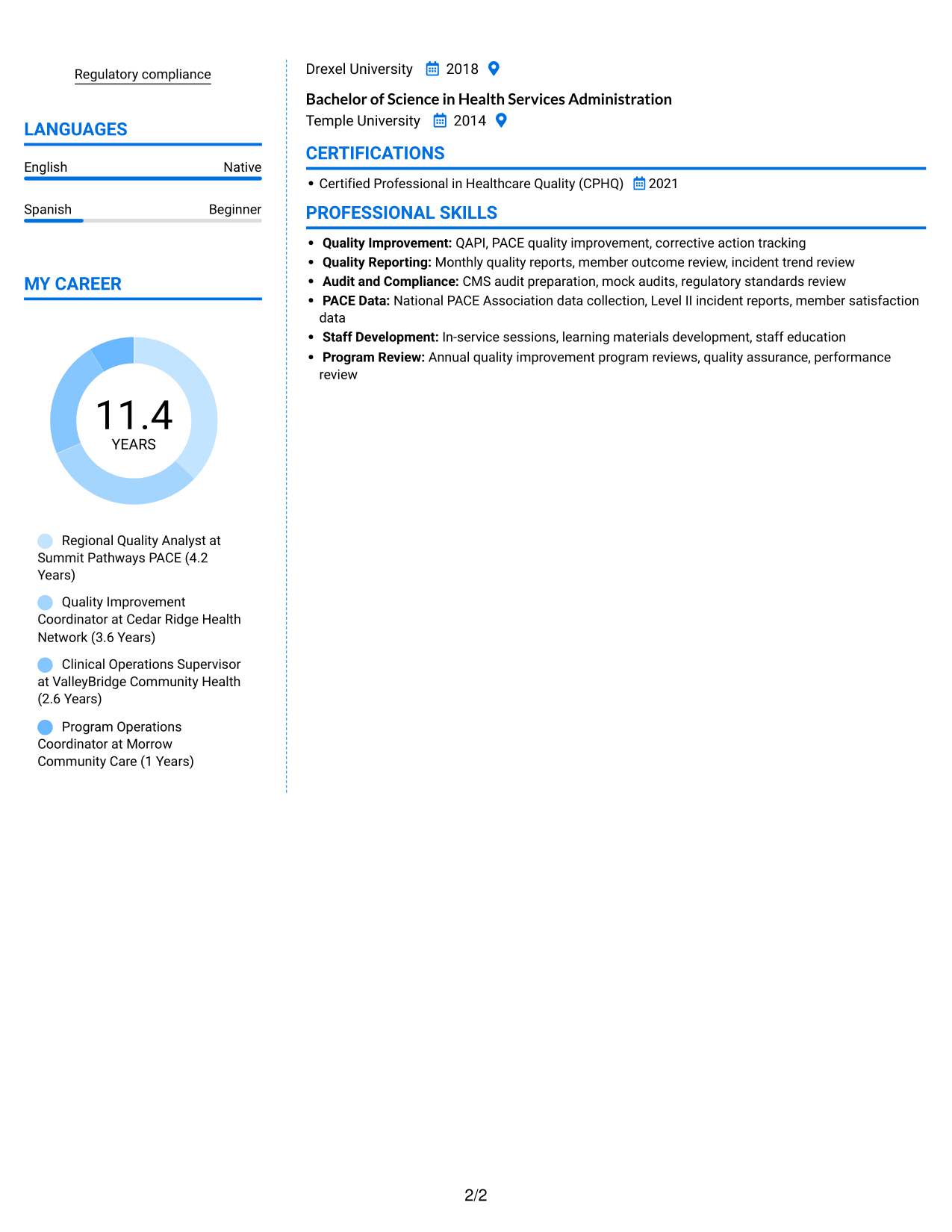Resume example — page 2