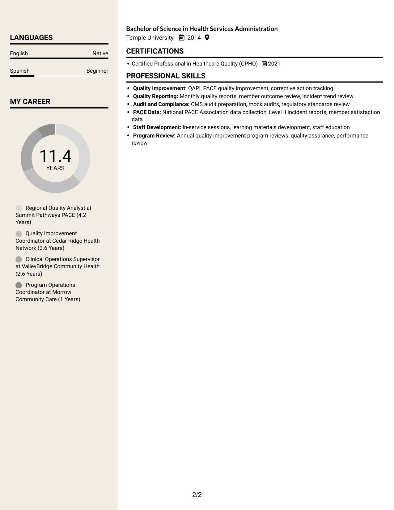 Resume example — page 2