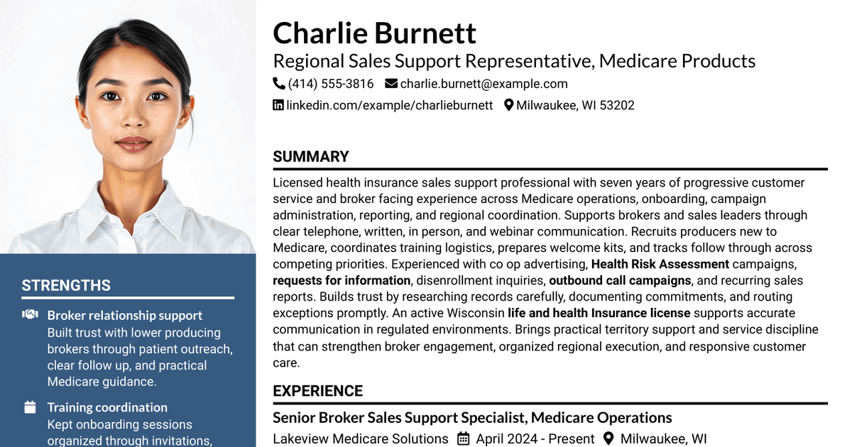 7 Regional Sales Support Representative Resume Templates with Example