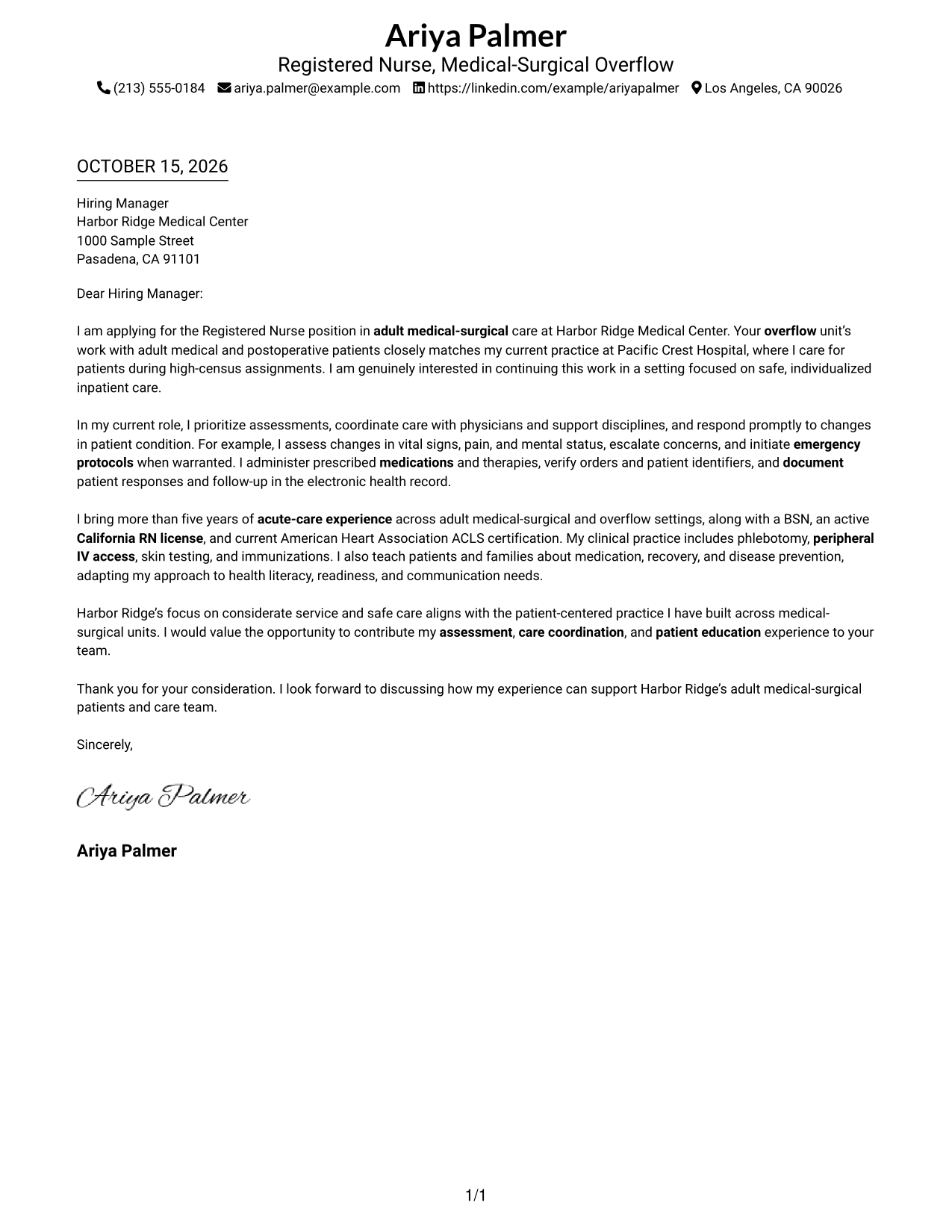 Cover letter example — page 1