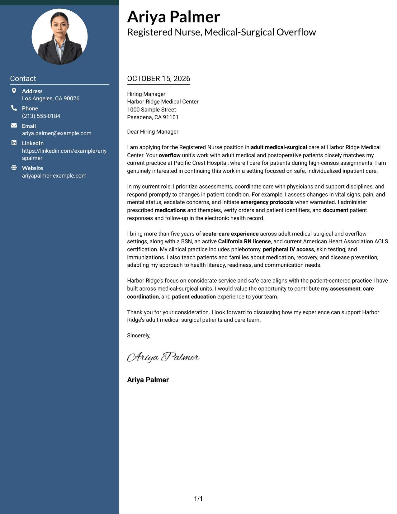 Cover letter example — page 1