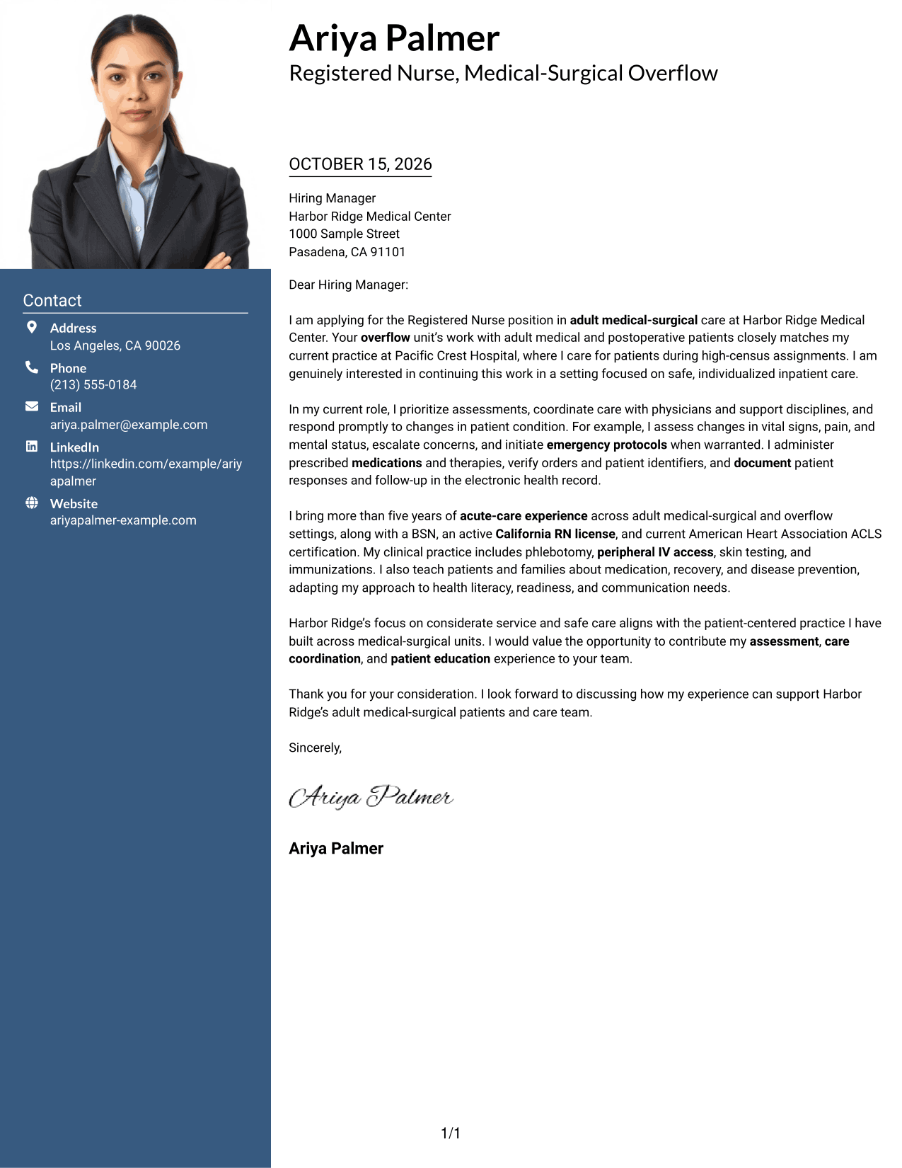 Cover letter example — page 1