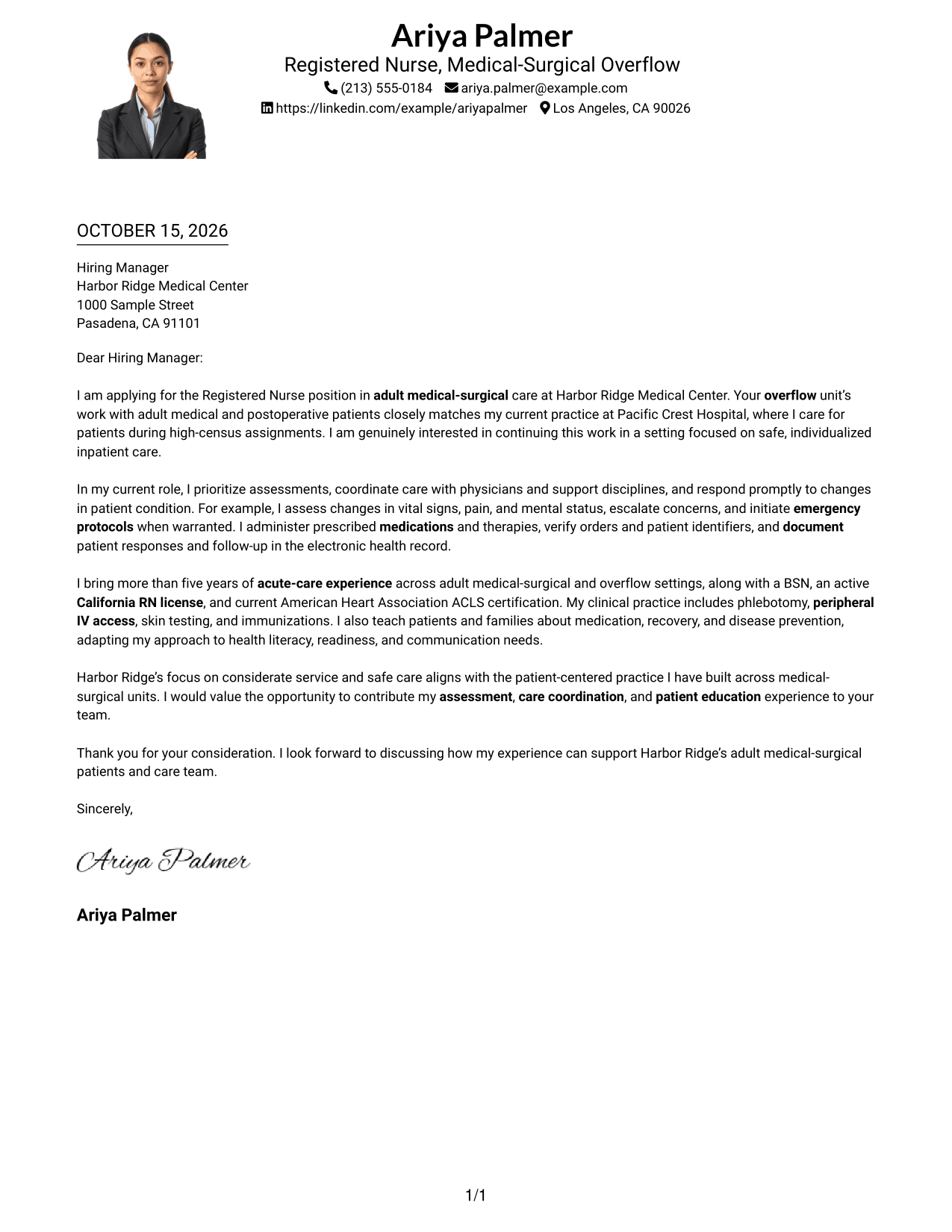 Cover letter example — page 1