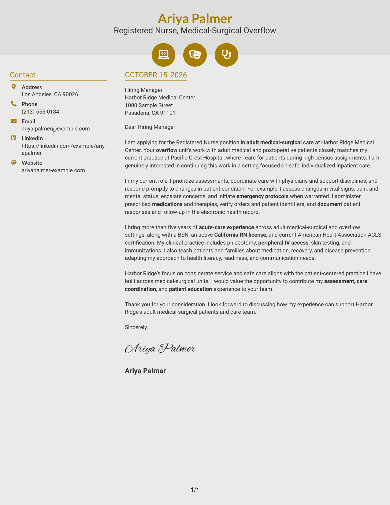 Cover letter example — page 1