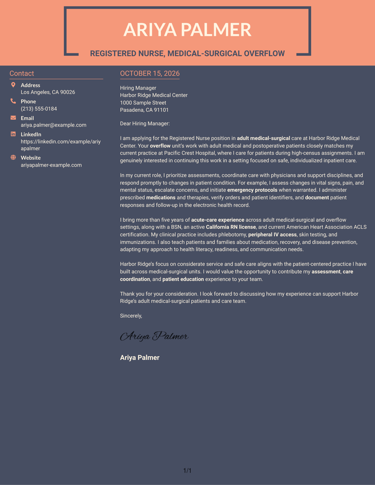 Cover letter example — page 1
