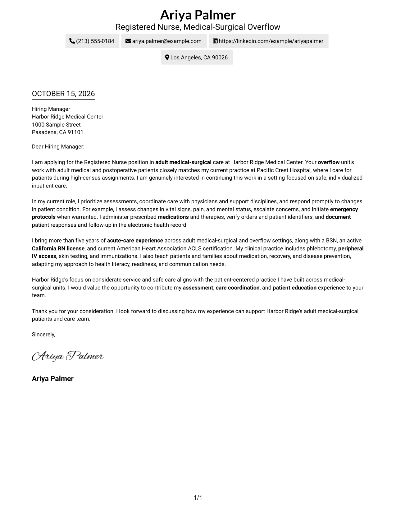 Cover letter example — page 1