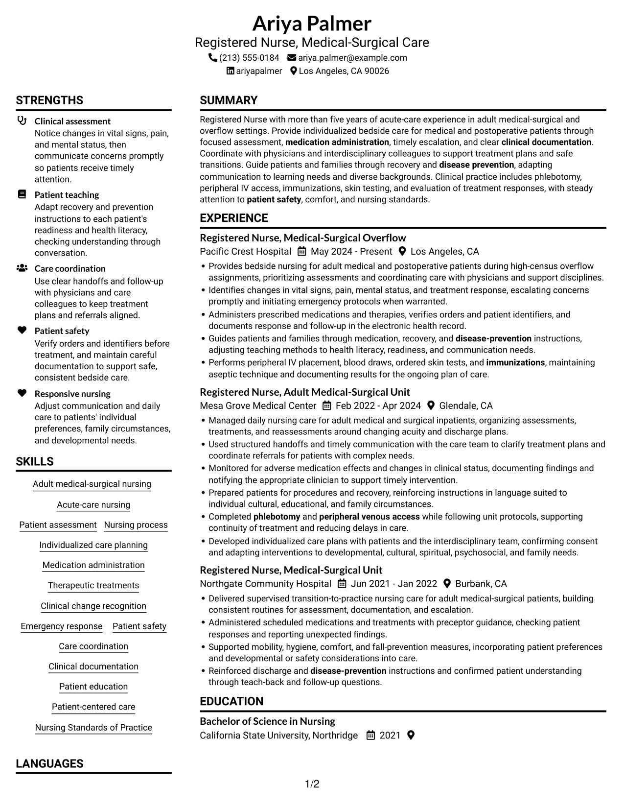 Resume example — page 1