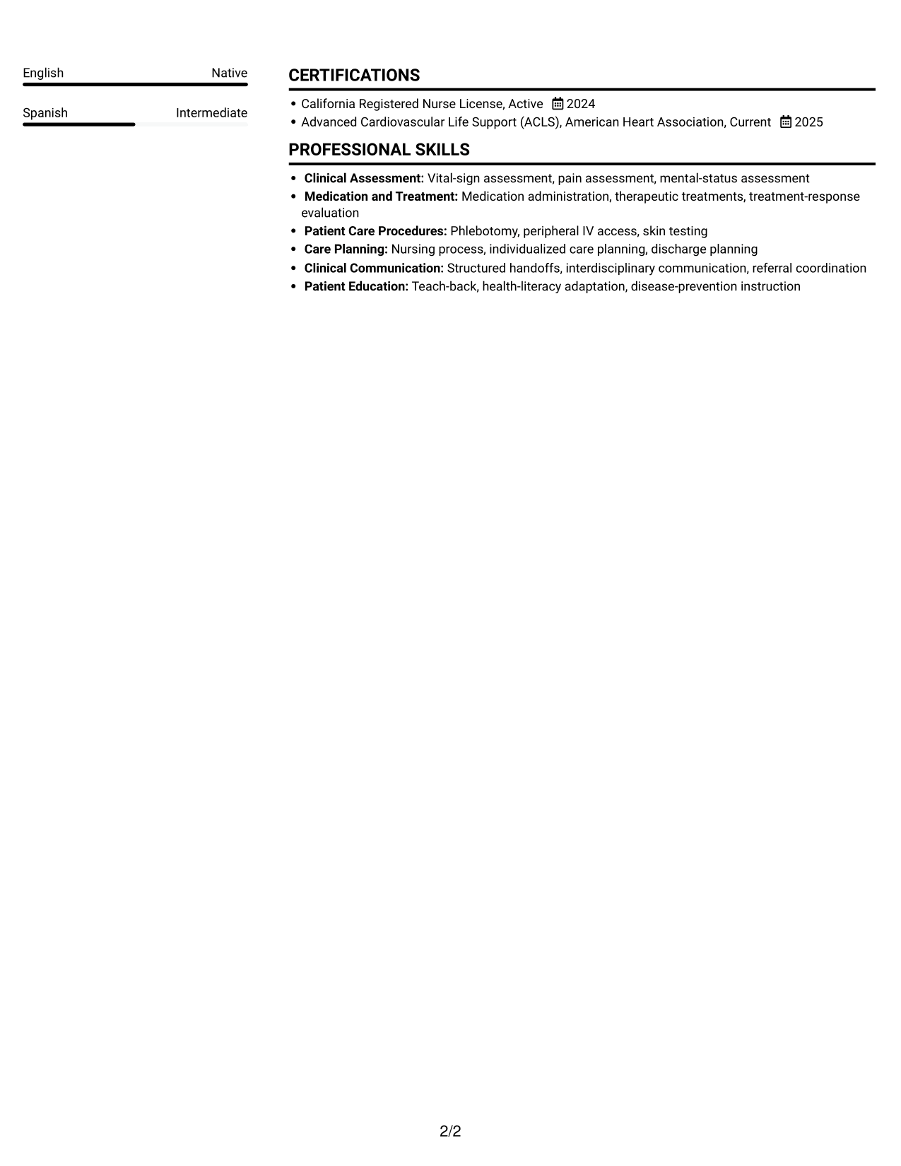 Resume example — page 2
