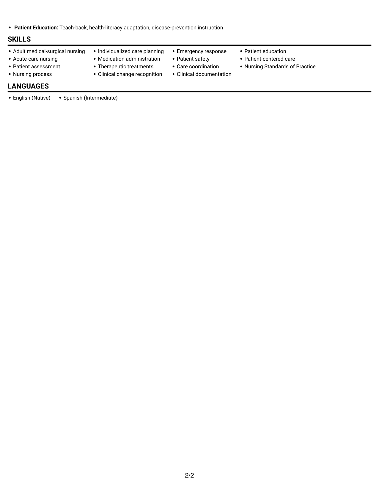 Resume example — page 2
