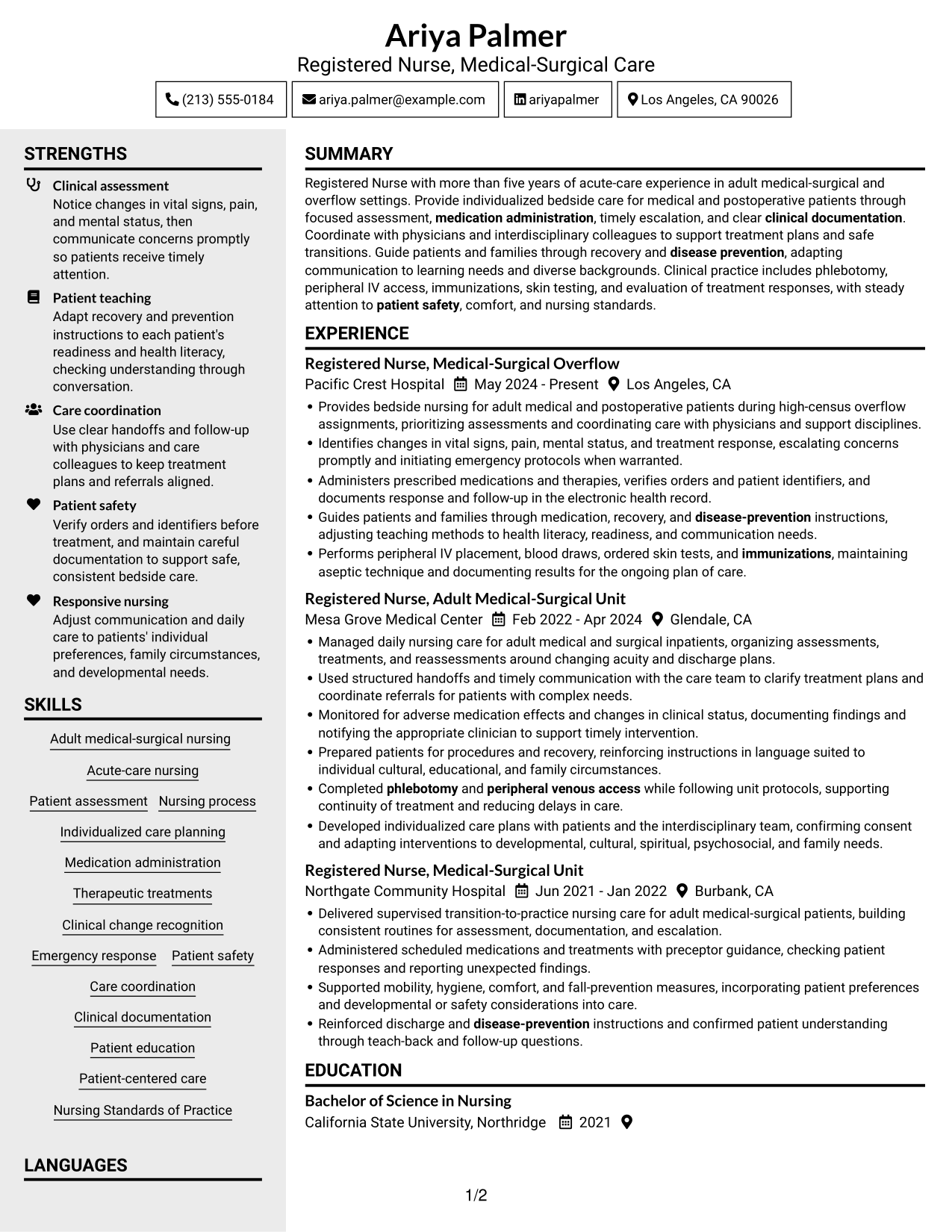 Resume example — page 1