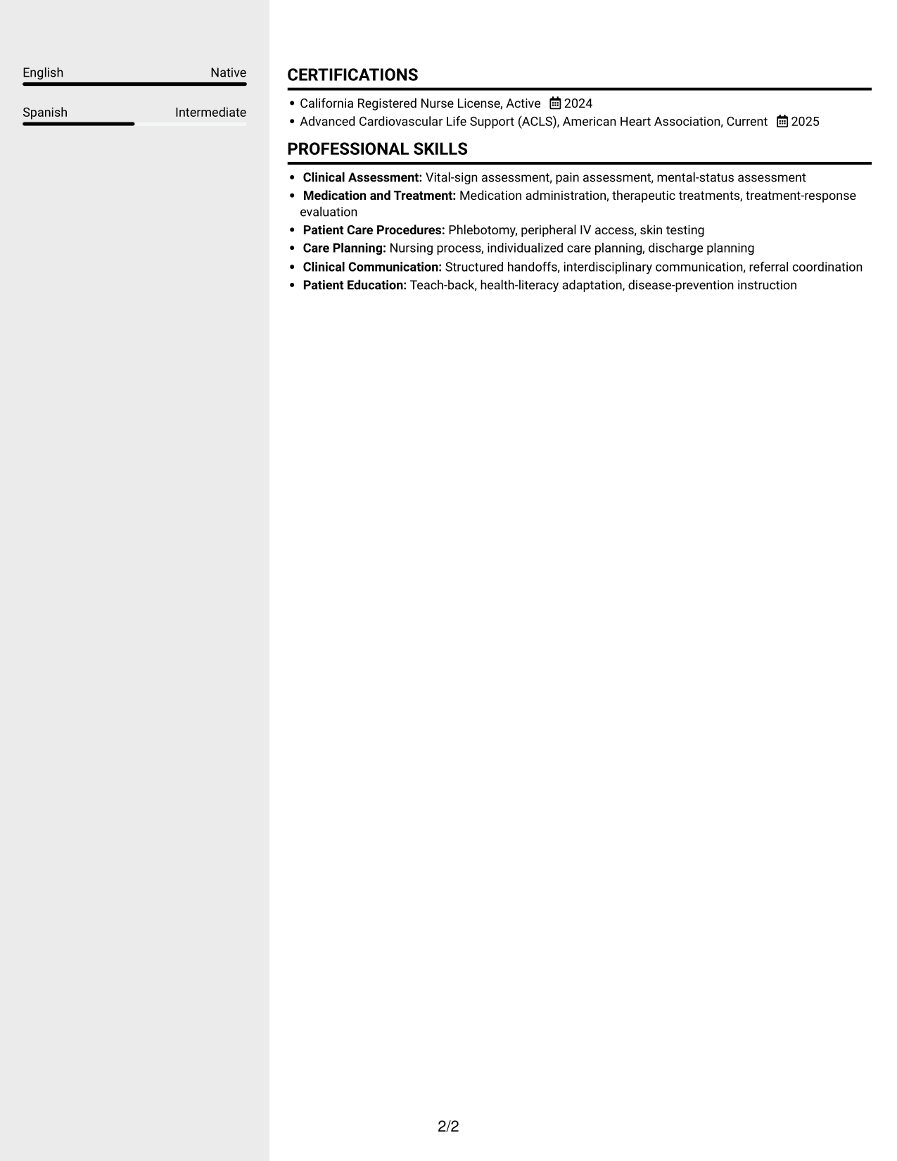 Resume example — page 2