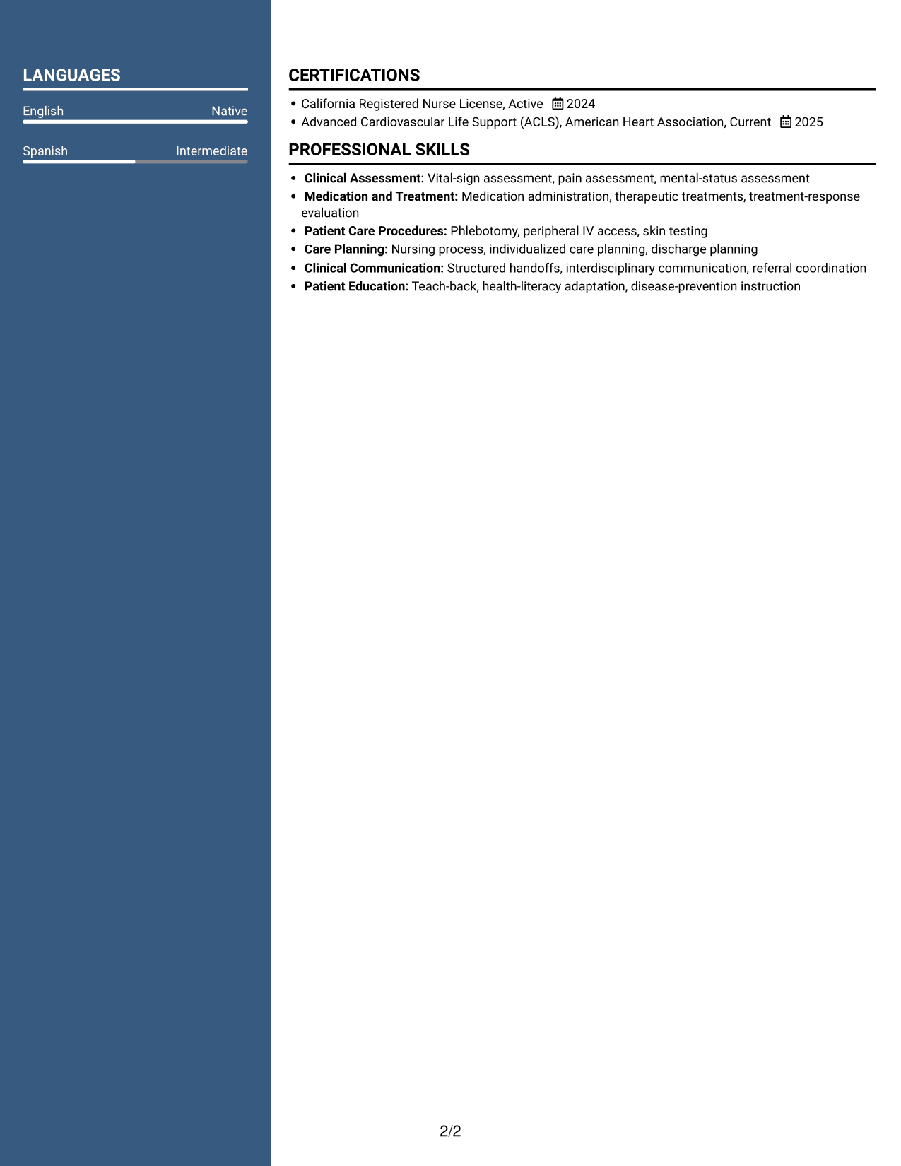 Resume example — page 2