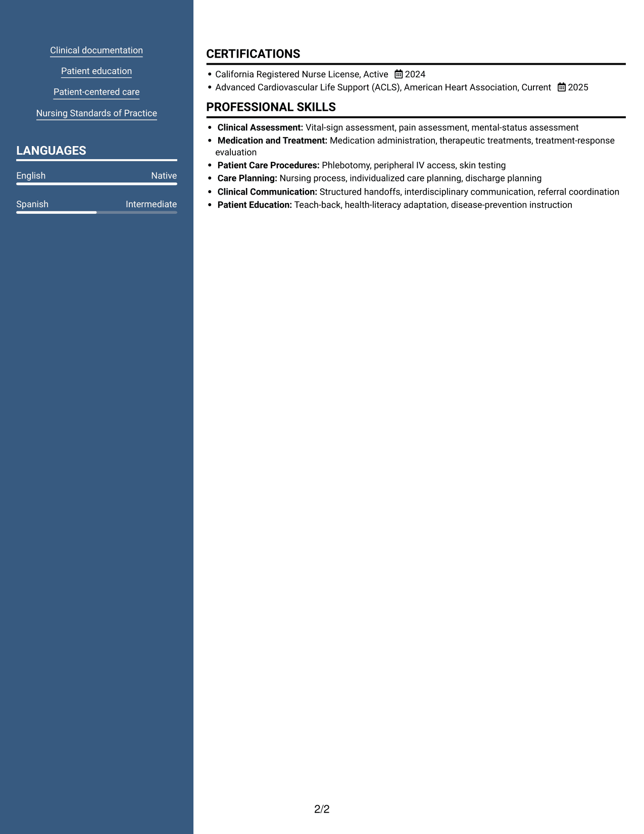 Resume example — page 2