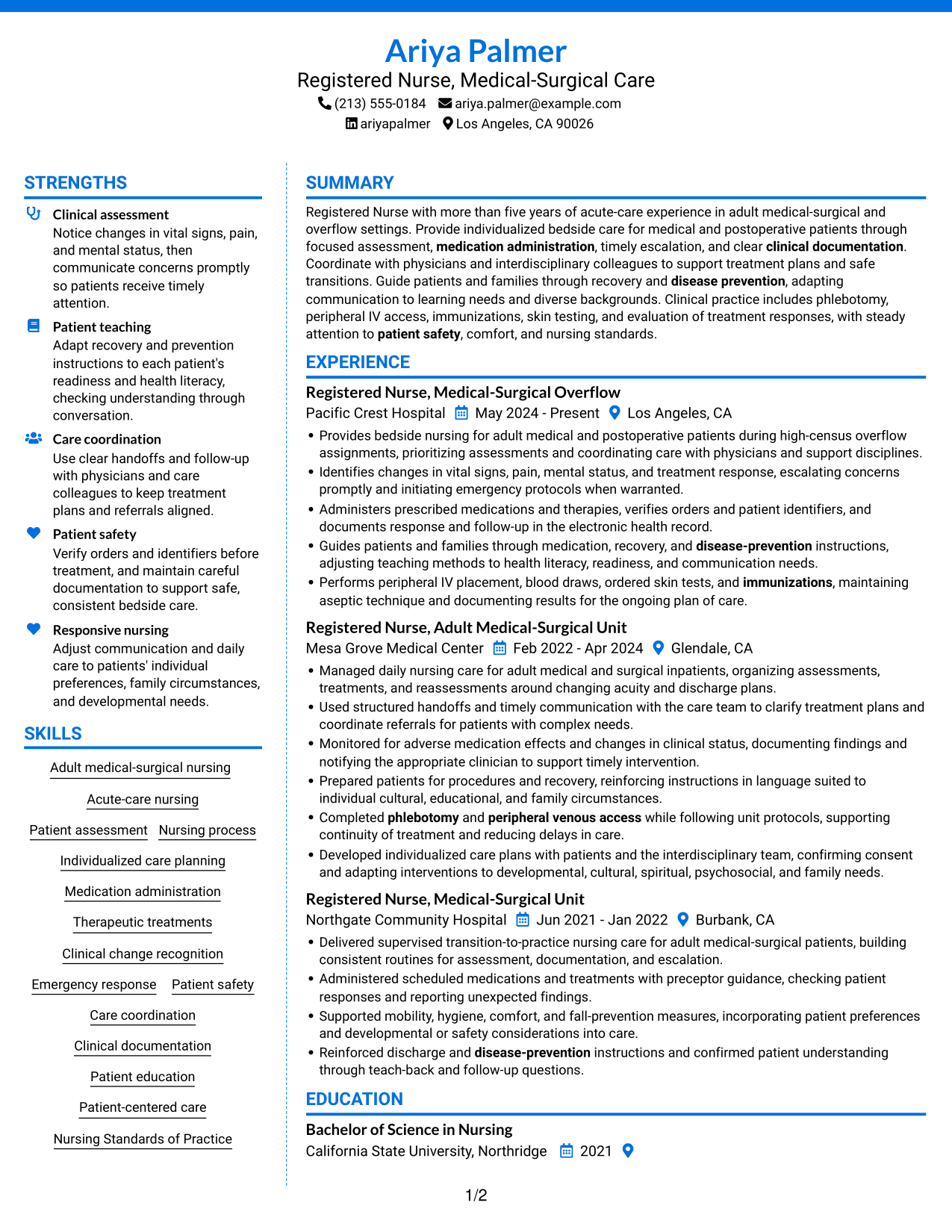 Resume example — page 1