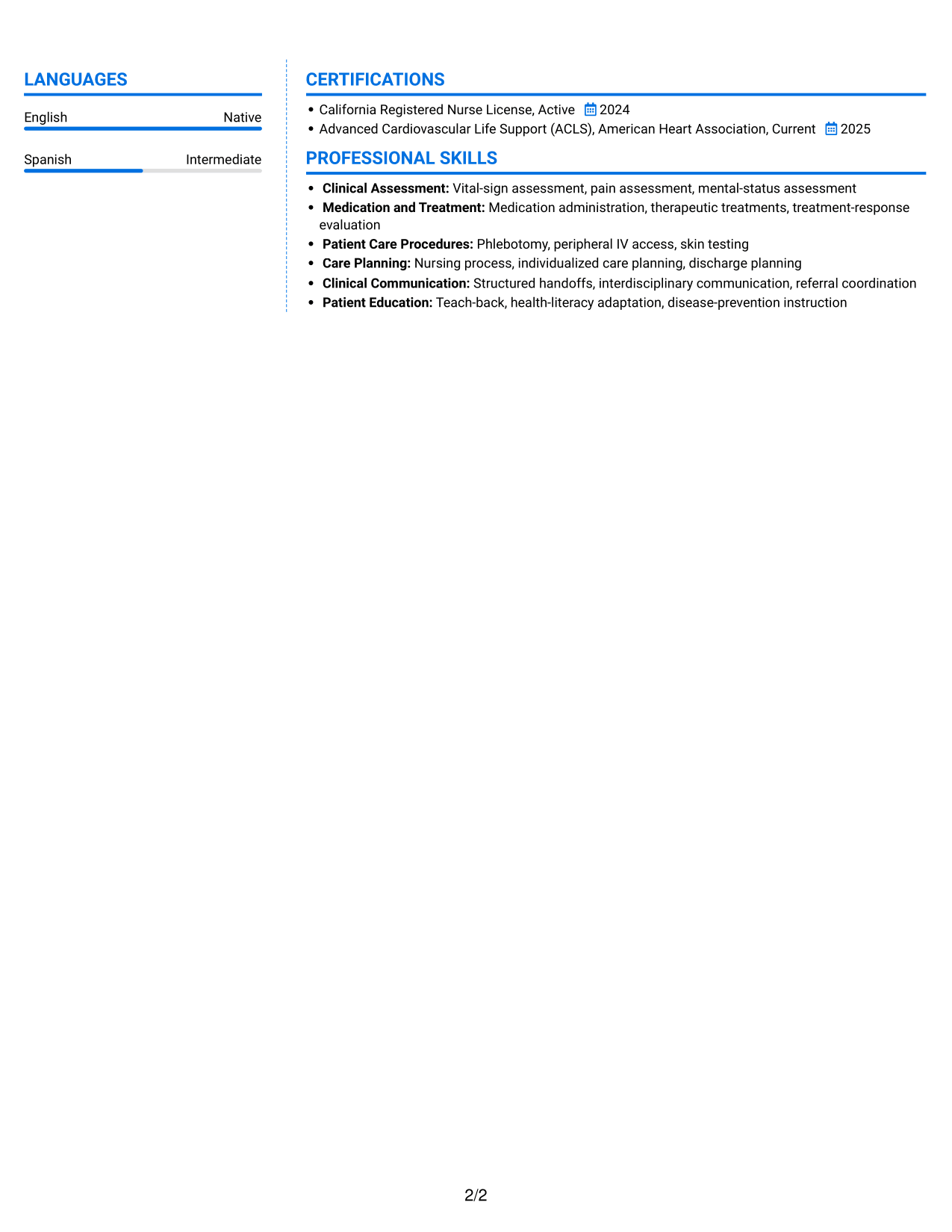 Resume example — page 2