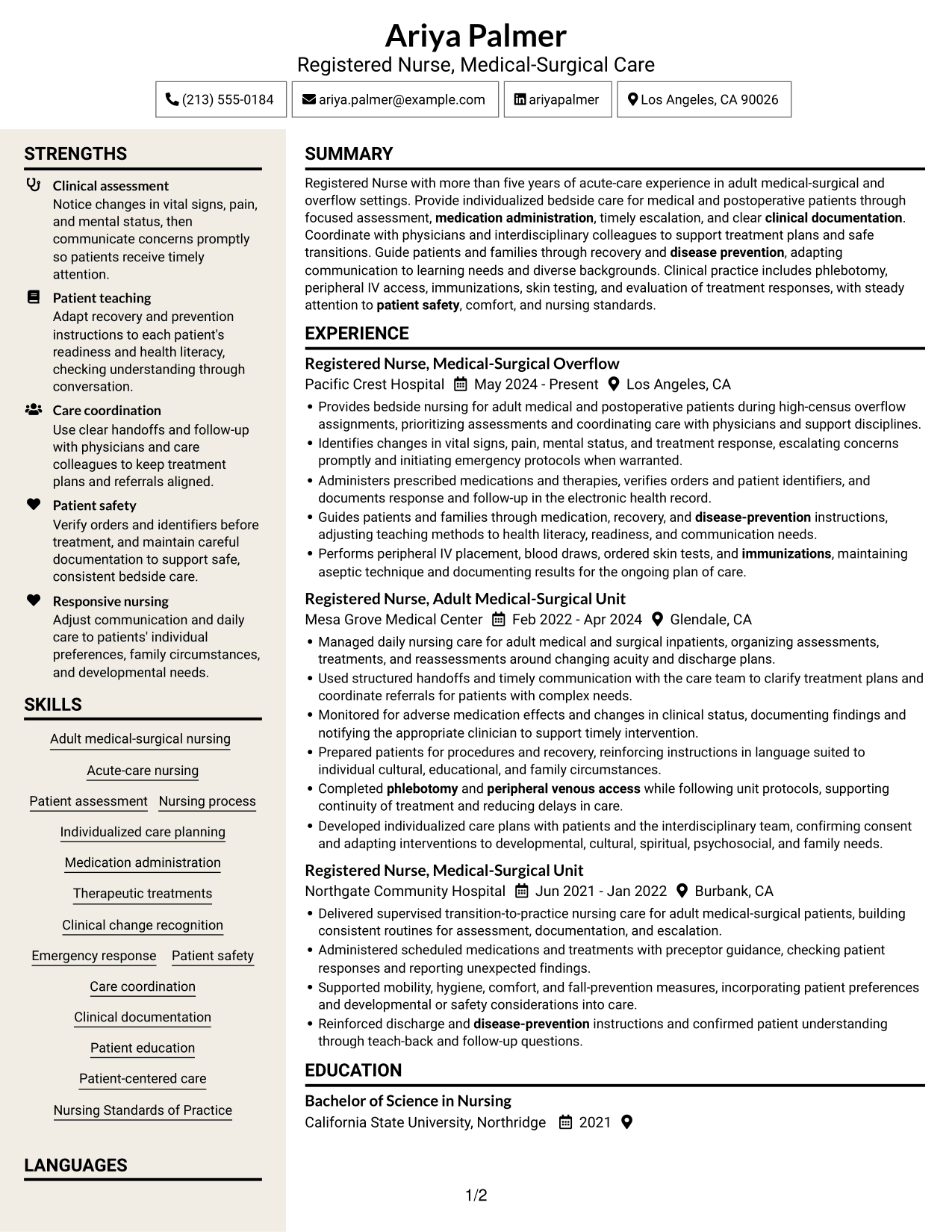 Resume example — page 1