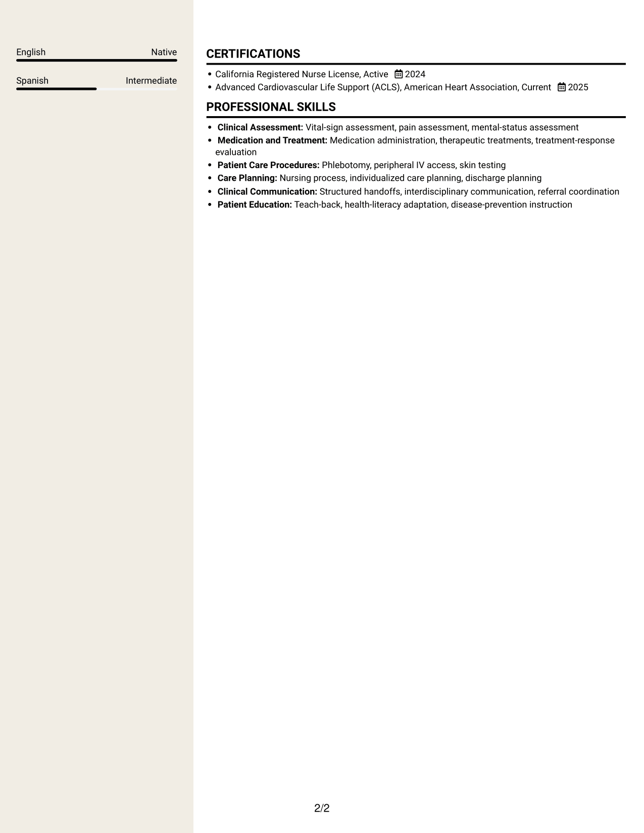 Resume example — page 2