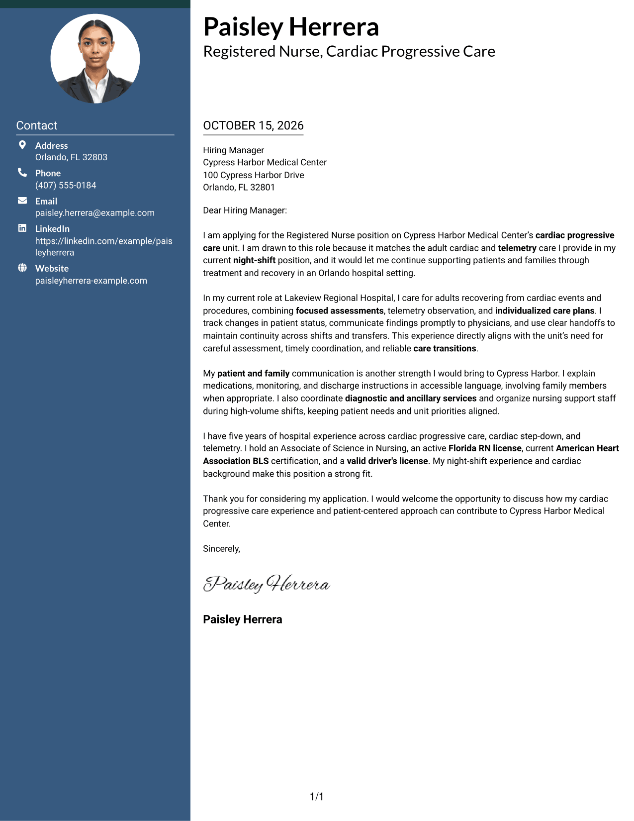 Cover letter example — page 1