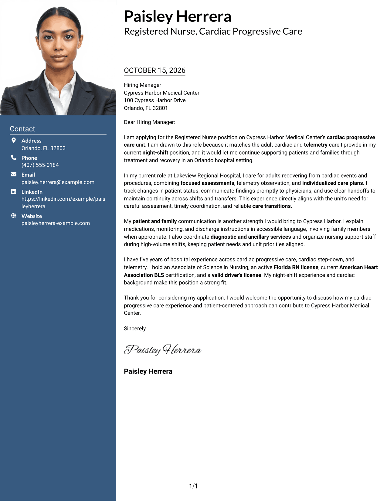Cover letter example — page 1