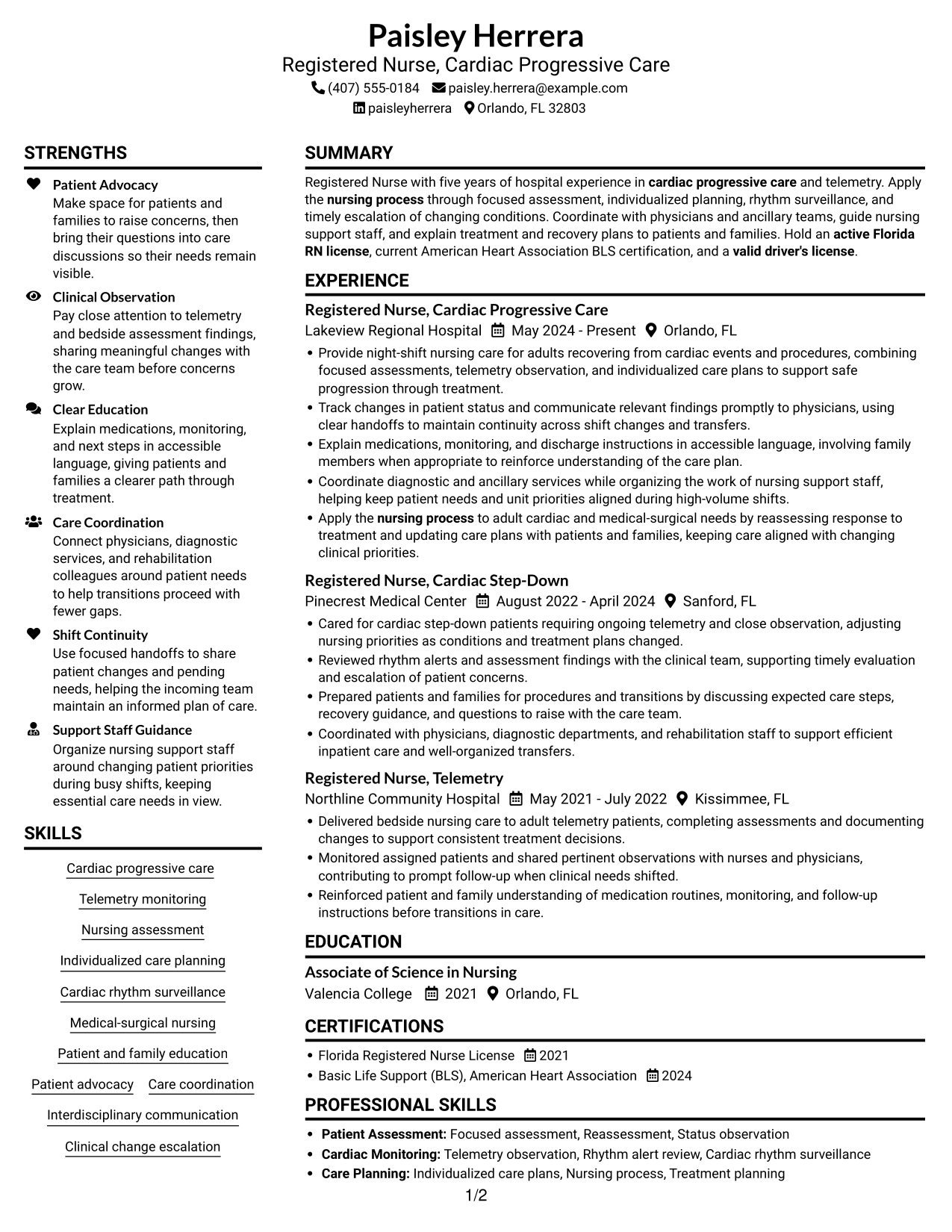 Resume example — page 1