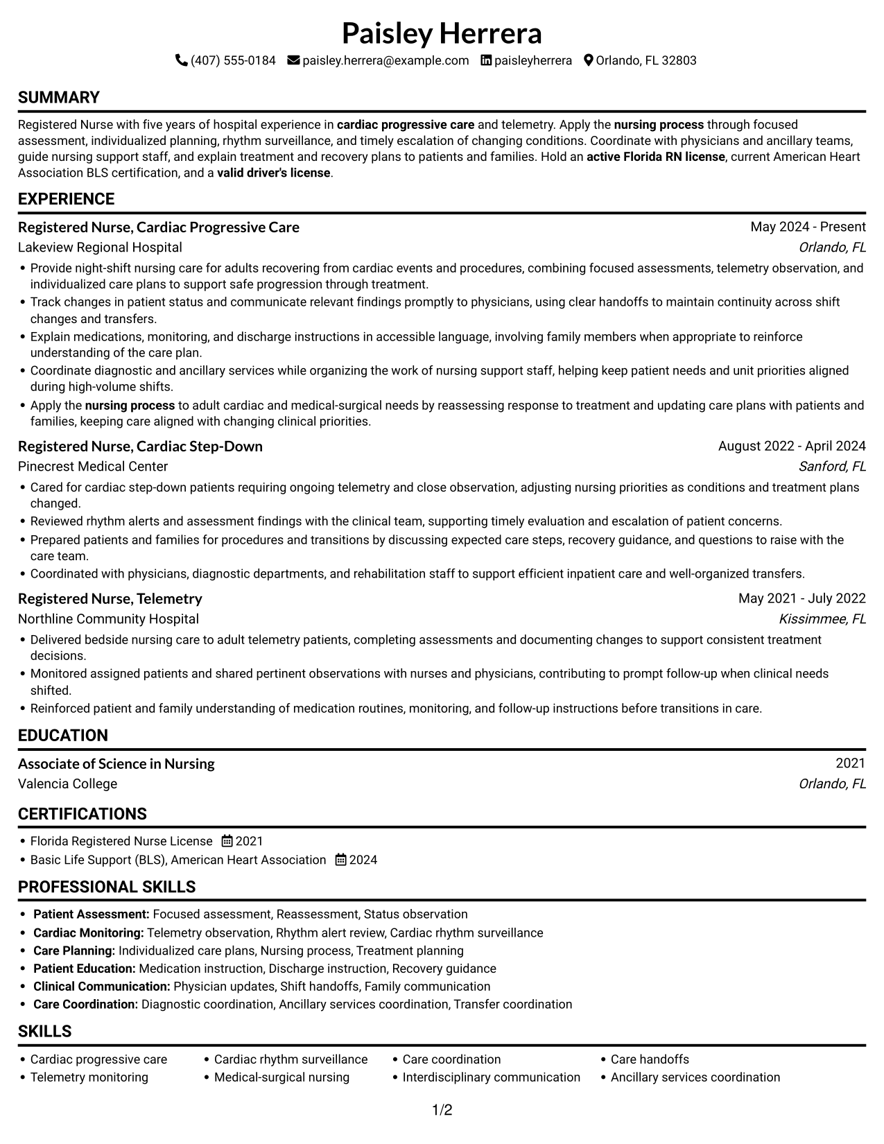 Resume example — page 1