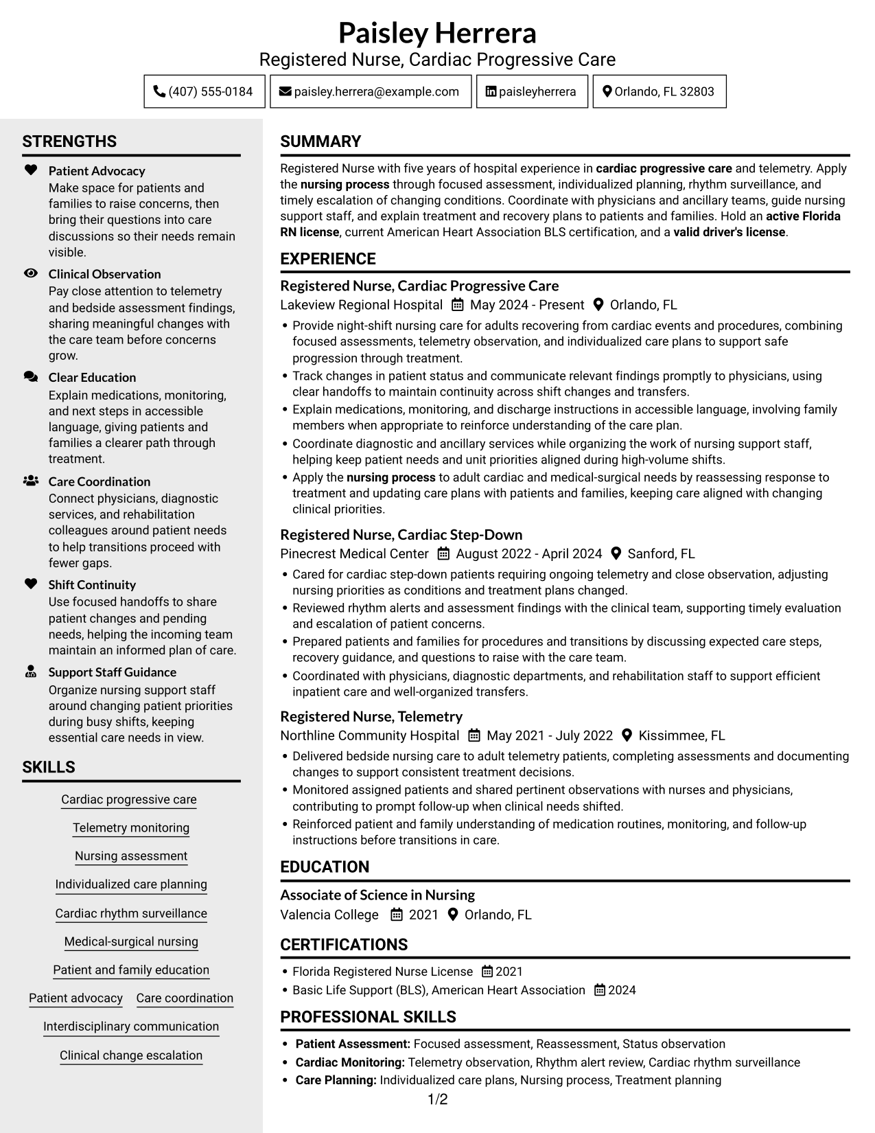 Resume example — page 1