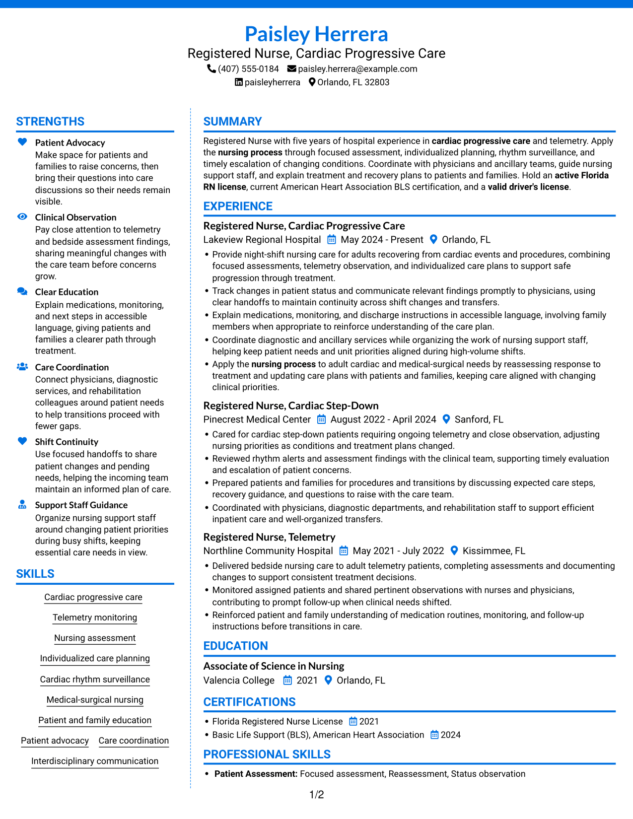 Resume example — page 1