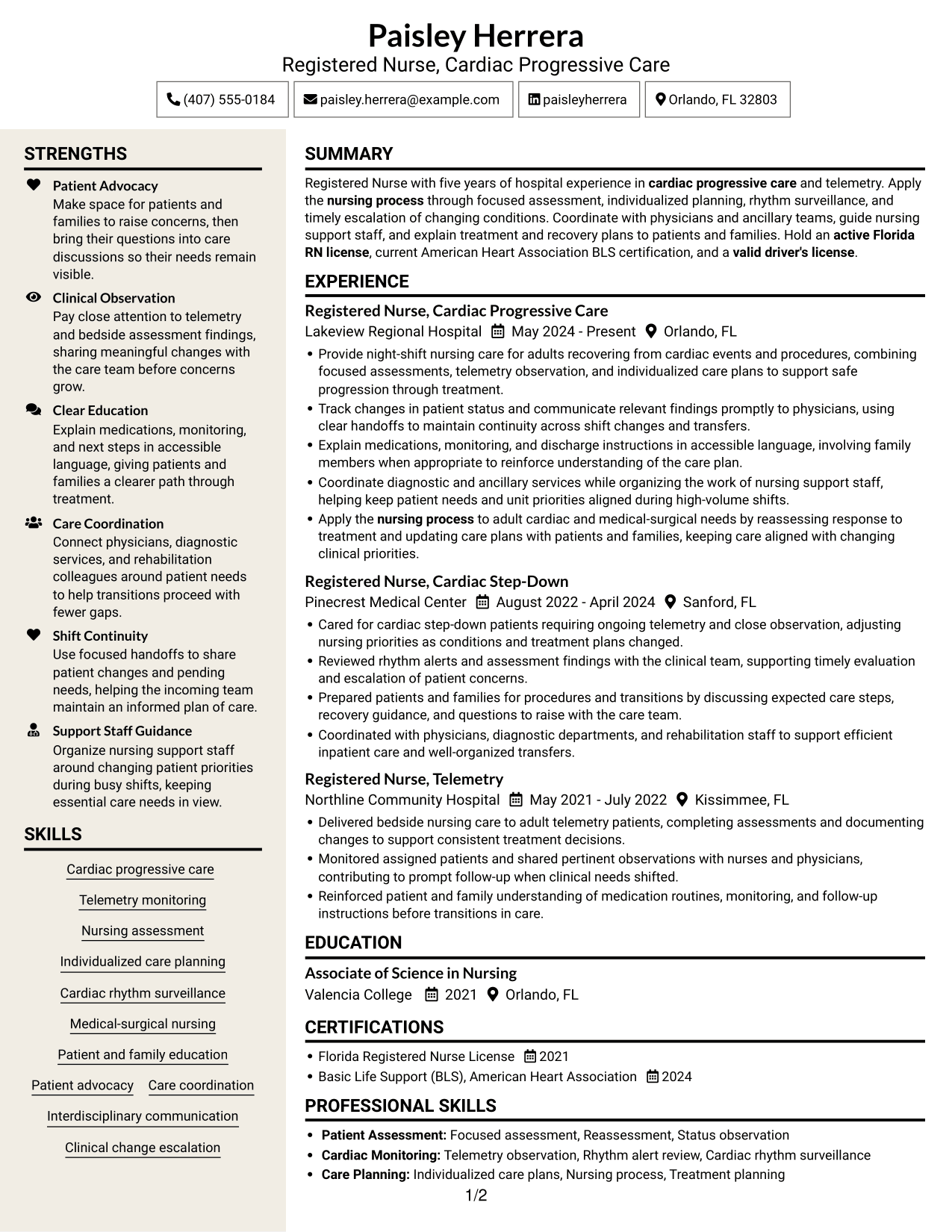 Resume example — page 1