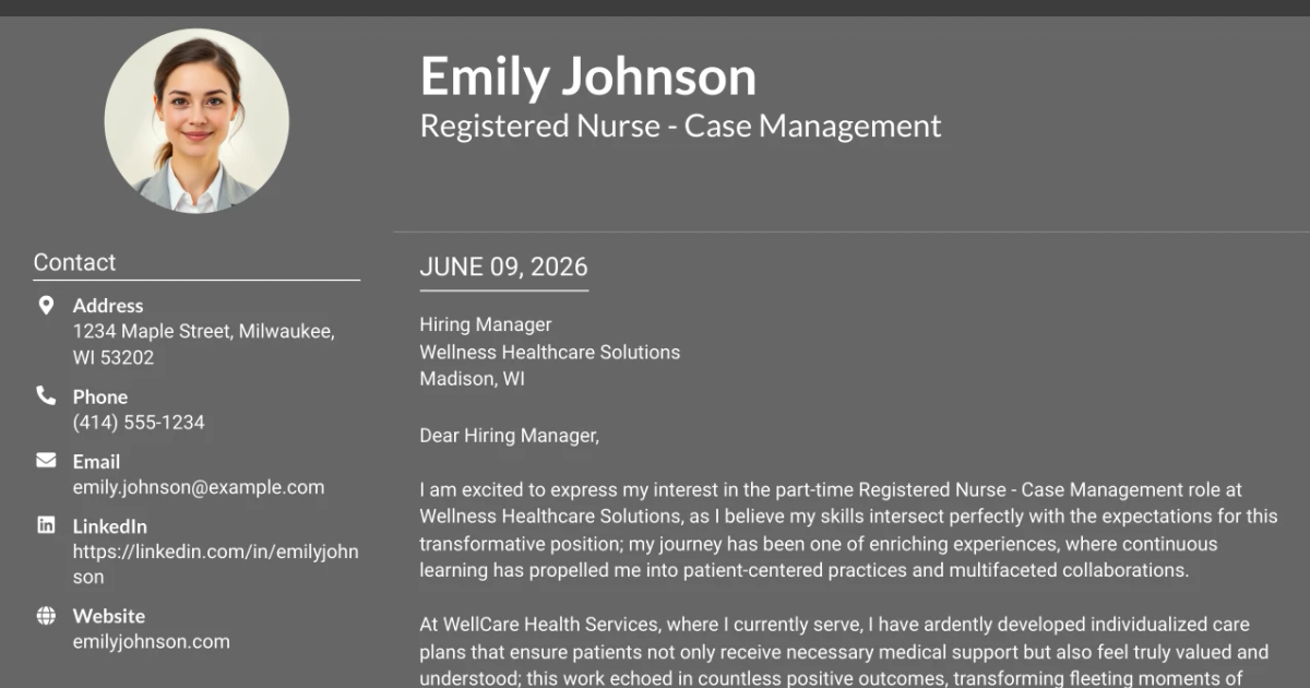 30+ Registered Nurse - Case Management Cover Letter Templates with Example 2026