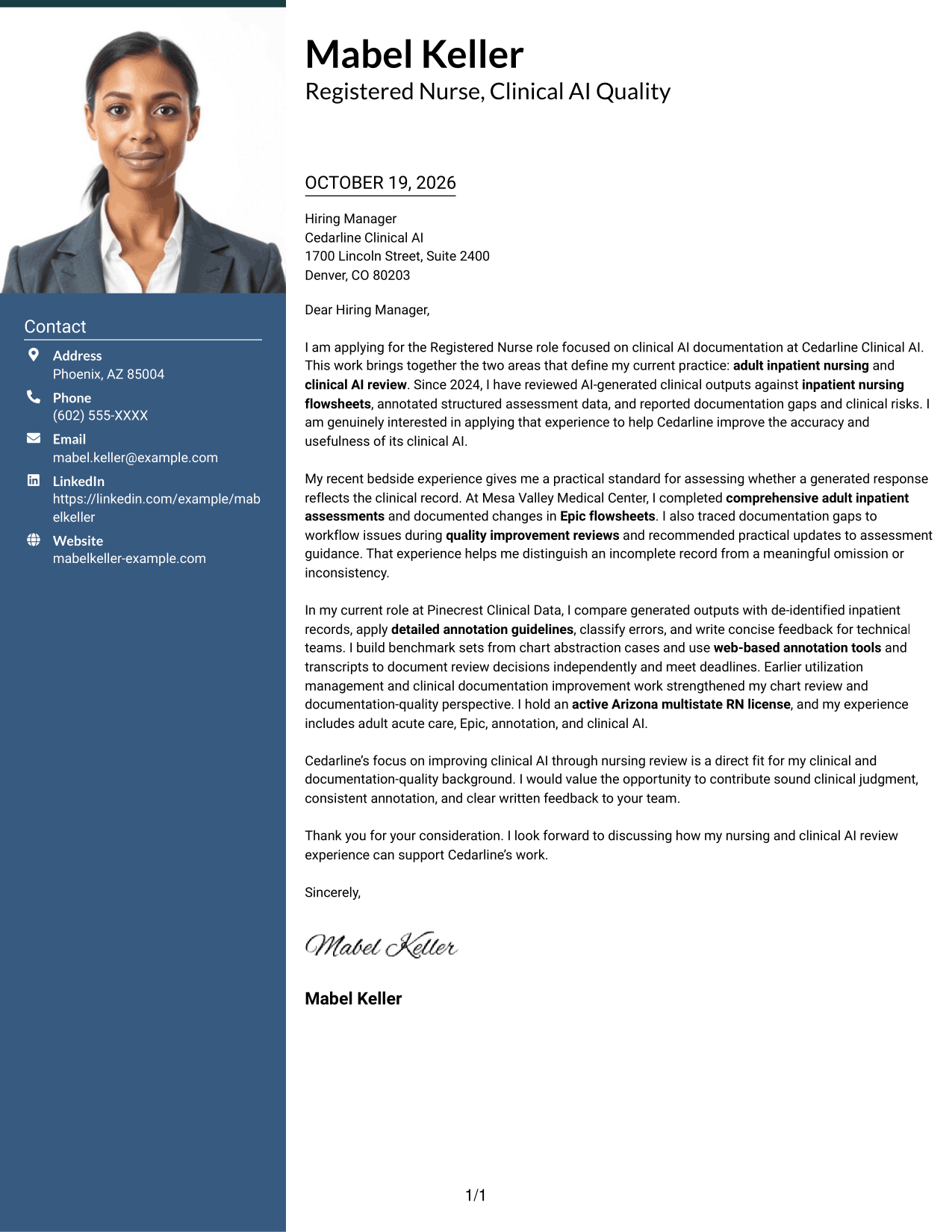 Cover letter example — page 1