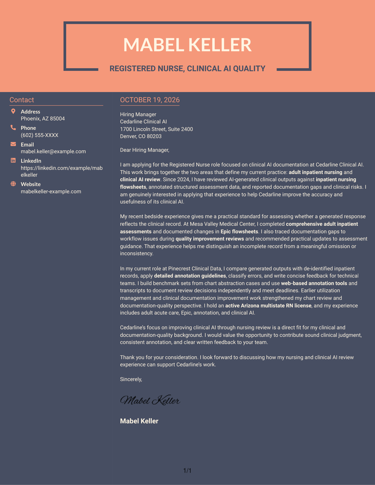Cover letter example — page 1