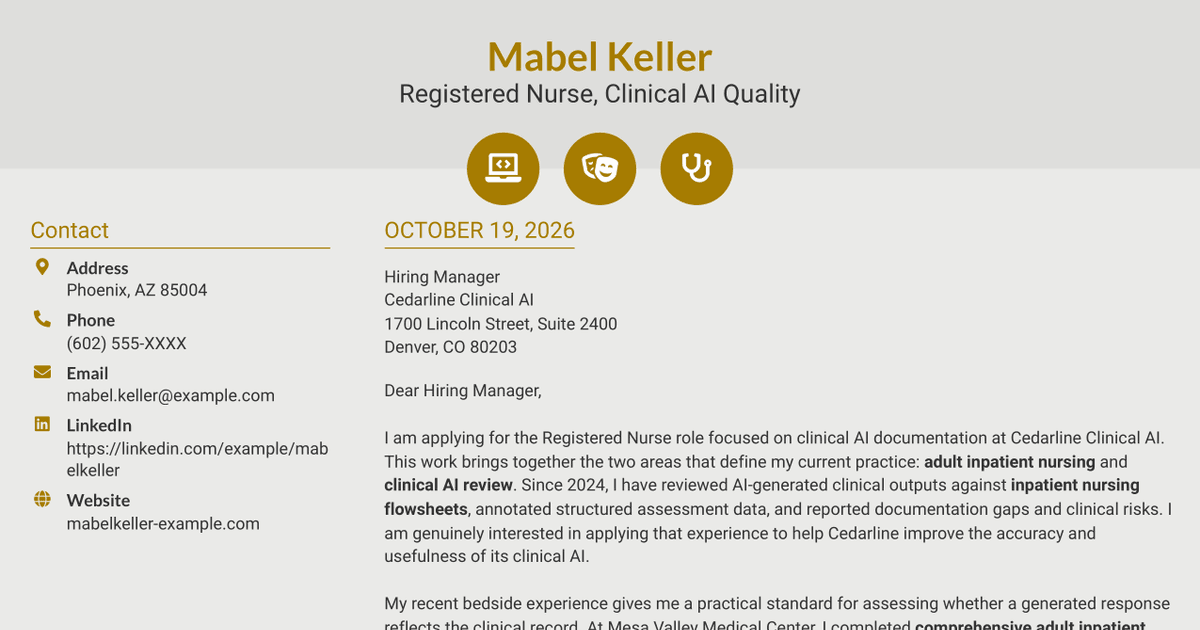 7 Registered Nurse - Clinical AI Documentation Cover Letter Templates with Example