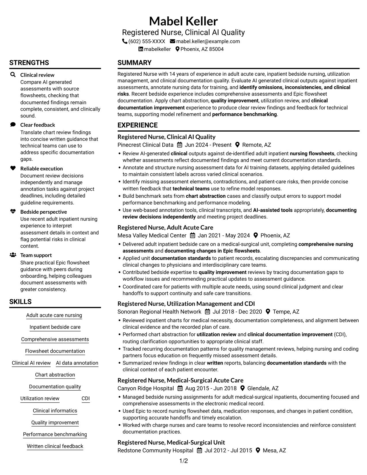 Resume example — page 1