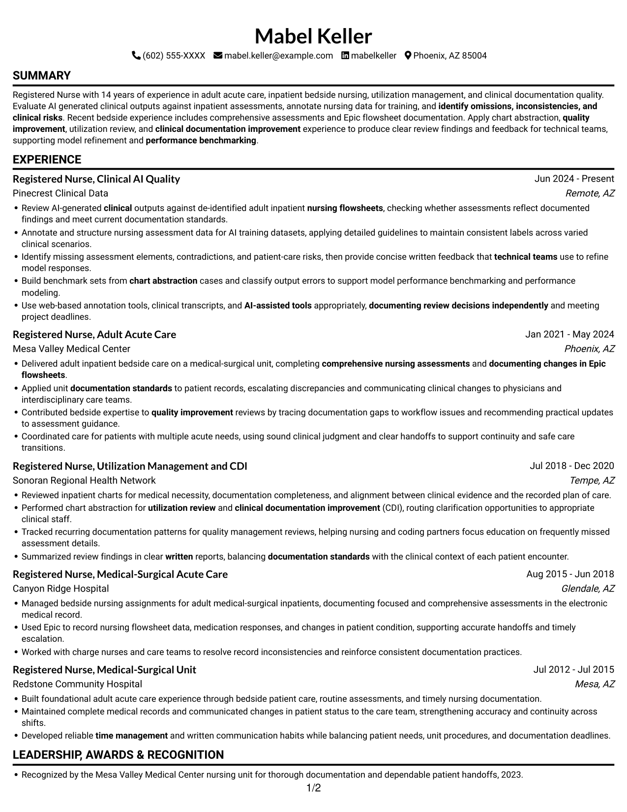 Resume example — page 1