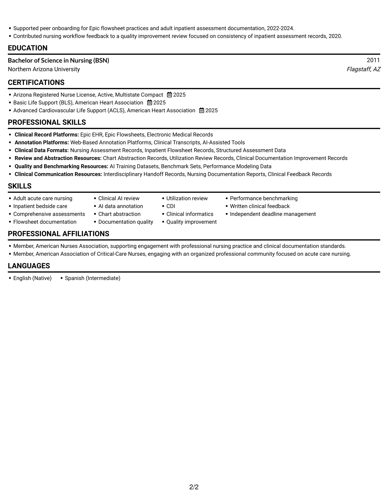 Resume example — page 2