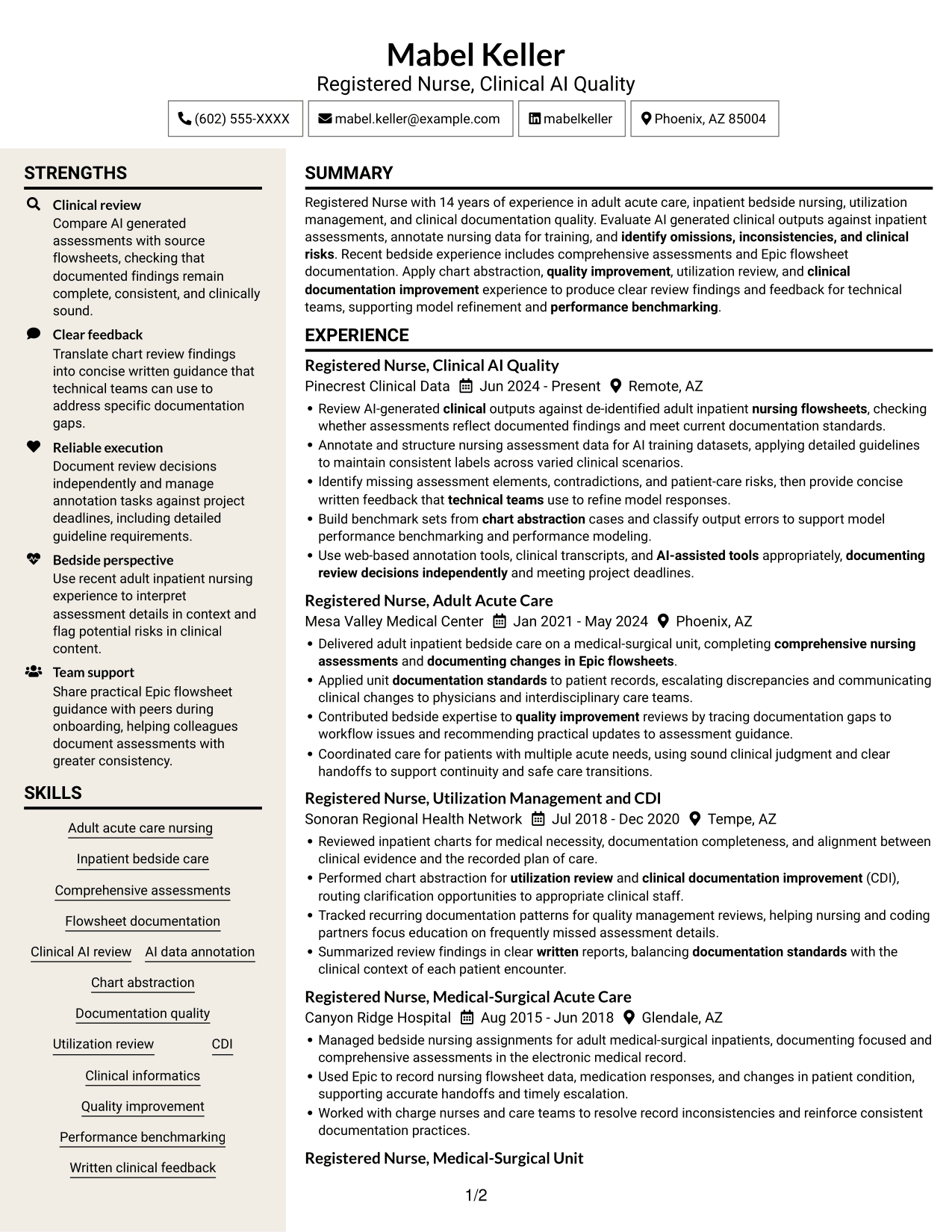 Resume example — page 1