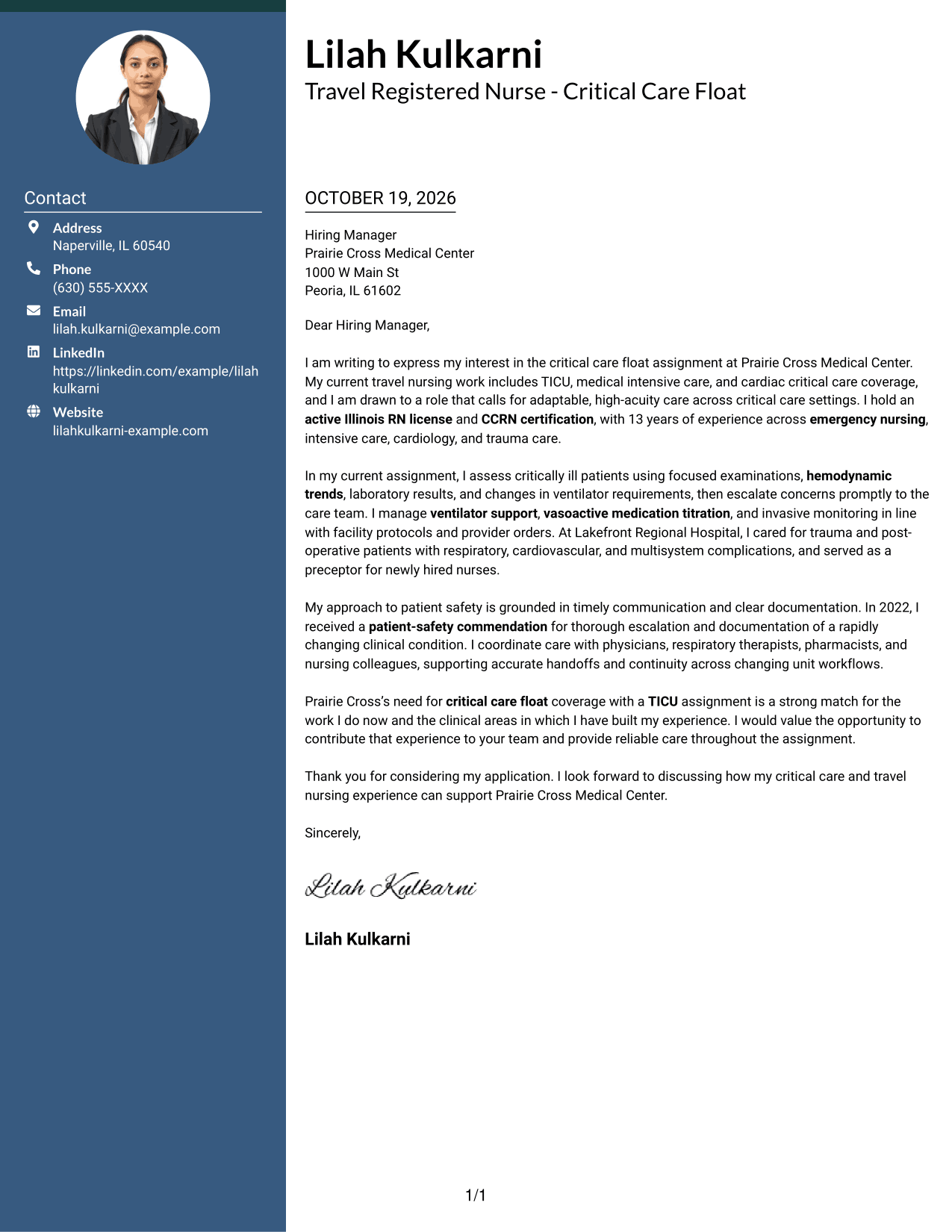 Cover letter example — page 1