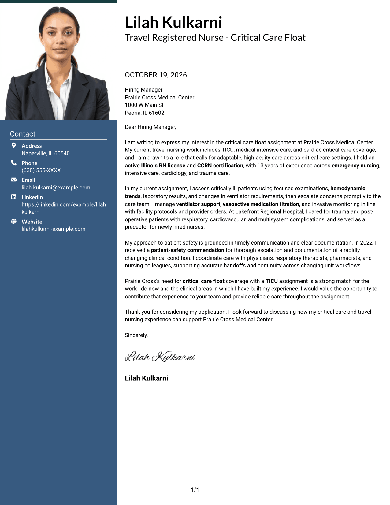 Cover letter example — page 1