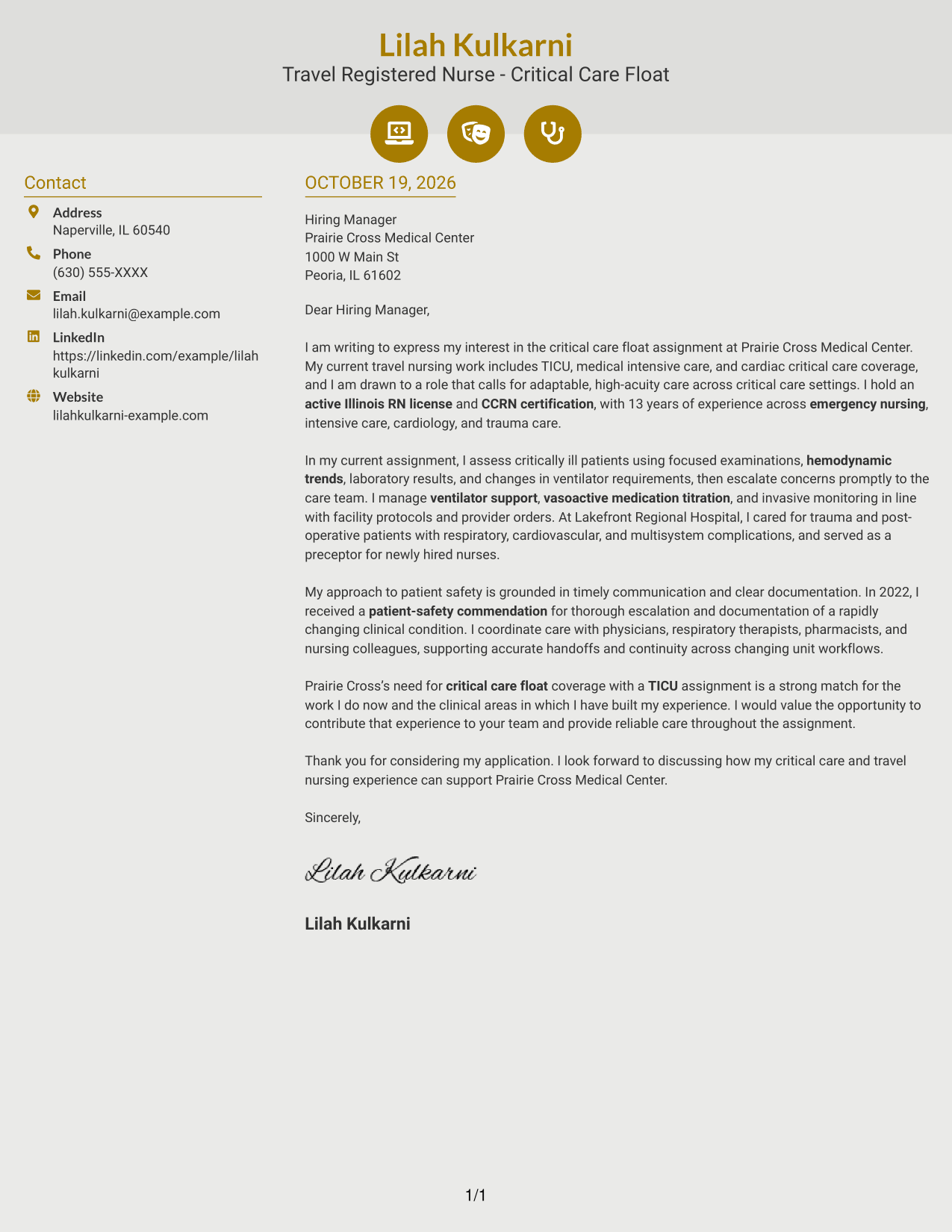 Cover letter example — page 1