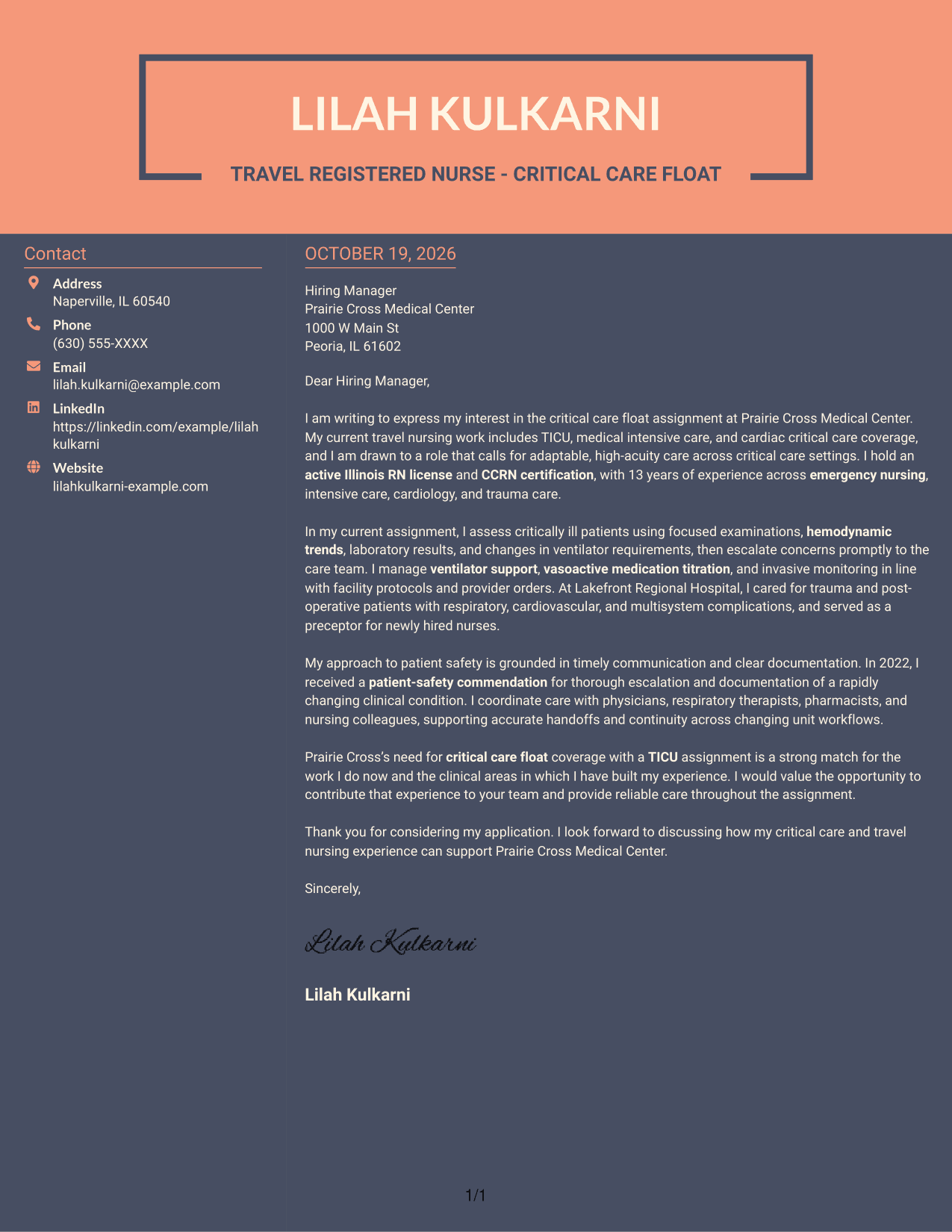 Cover letter example — page 1