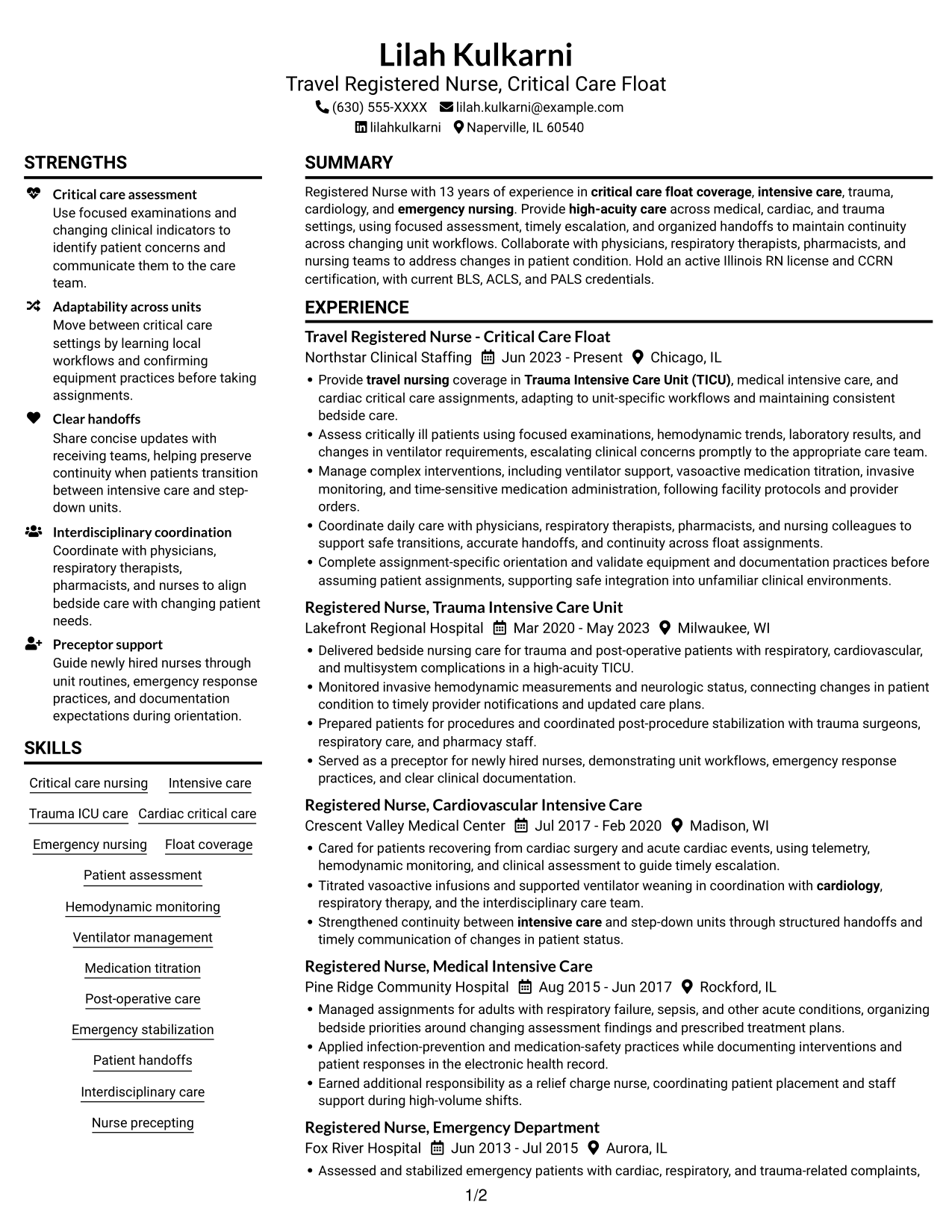 Resume example — page 1