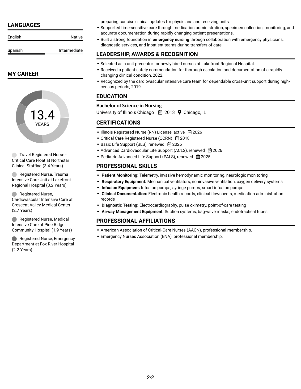 Resume example — page 2