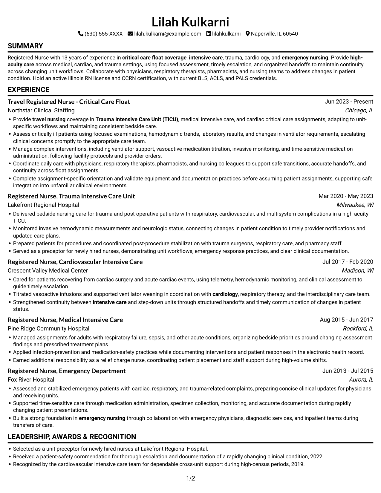 Resume example — page 1